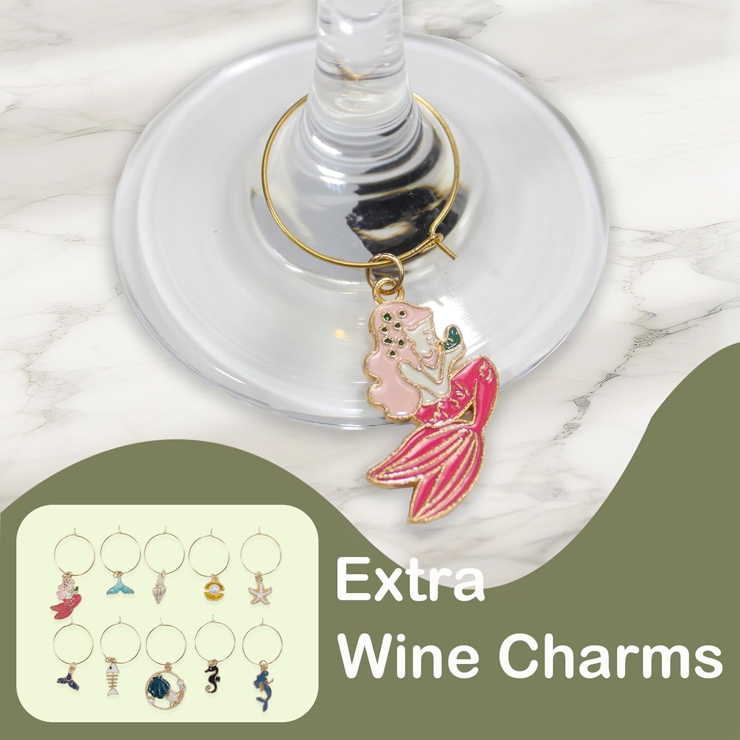 Champagne Glass Stand with Wine Charms - 2 Tier 10 Holders - Rose Gold Cocktail Tree Stand for drinks - Wine Glass Stand - Metal Champagne Tree Stand - Suitable for Gin, Cocktails, Champagne, Wine