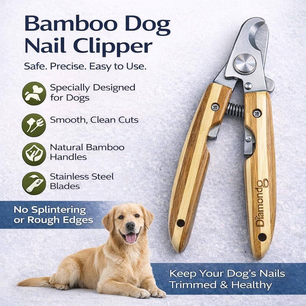 Diamondg Big Dog Heavy Duty Dog Nail Clipper and Trimmer with Full Length Hardened Steel and Wooden Handle