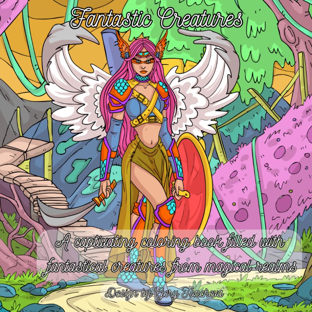 Fantasy Creatures: A captivating coloring book filled with fantastical animal from magical realms