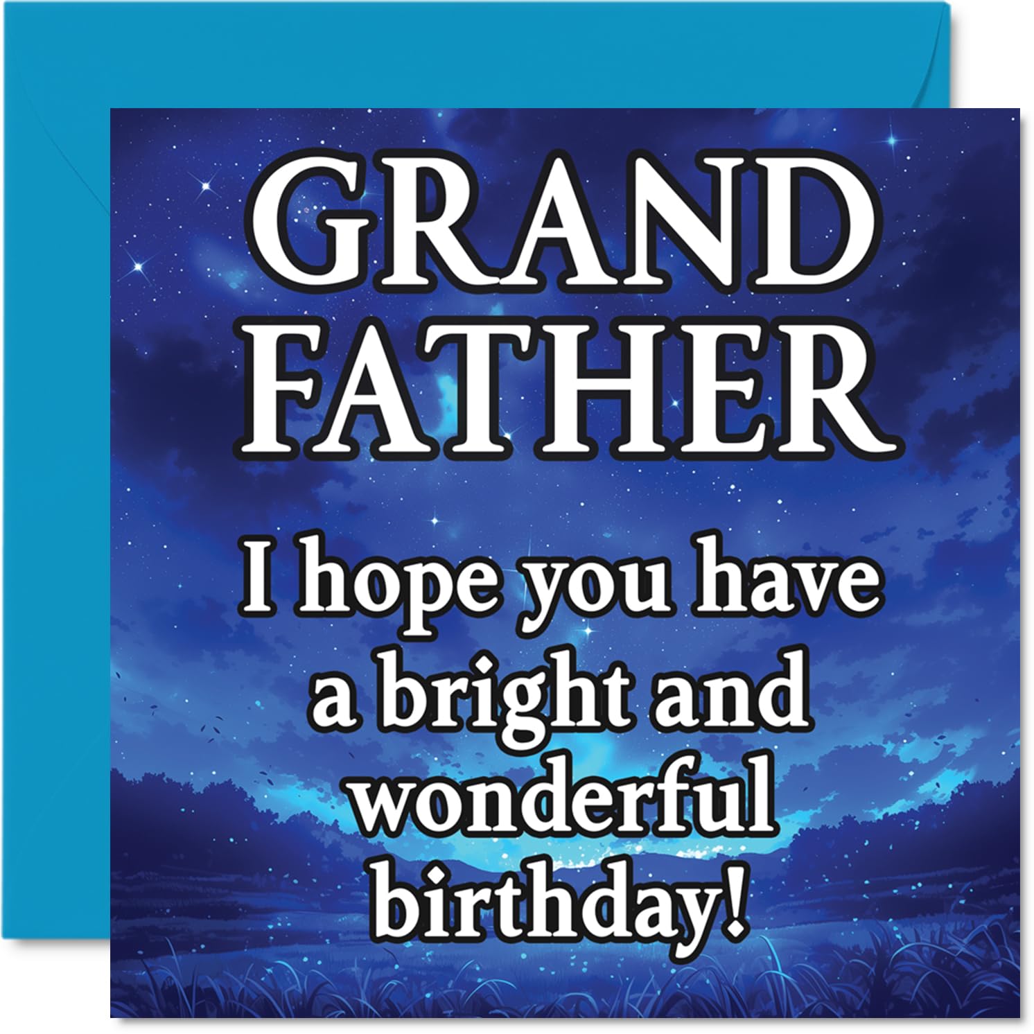 Grandfather Birthday Card - Magical Night Sky - Happy Birthday Card for Grandfather from Grandson Granddaughter, 145mm Bright and Wonderful Sentiment Bday Greeting Cards