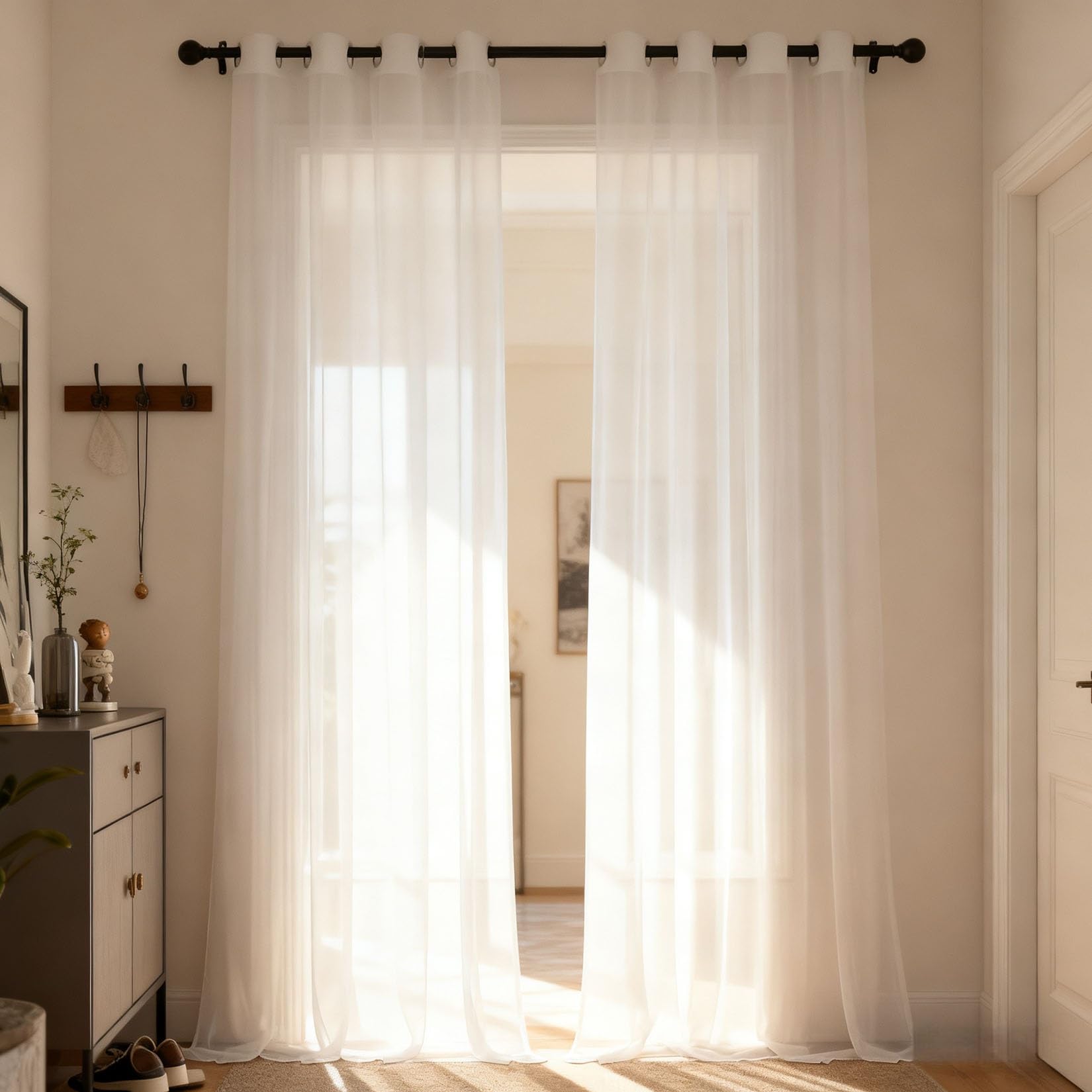 Cortina semiopaca muy finita blanca de 148 x 83 cm con ojales metálicos