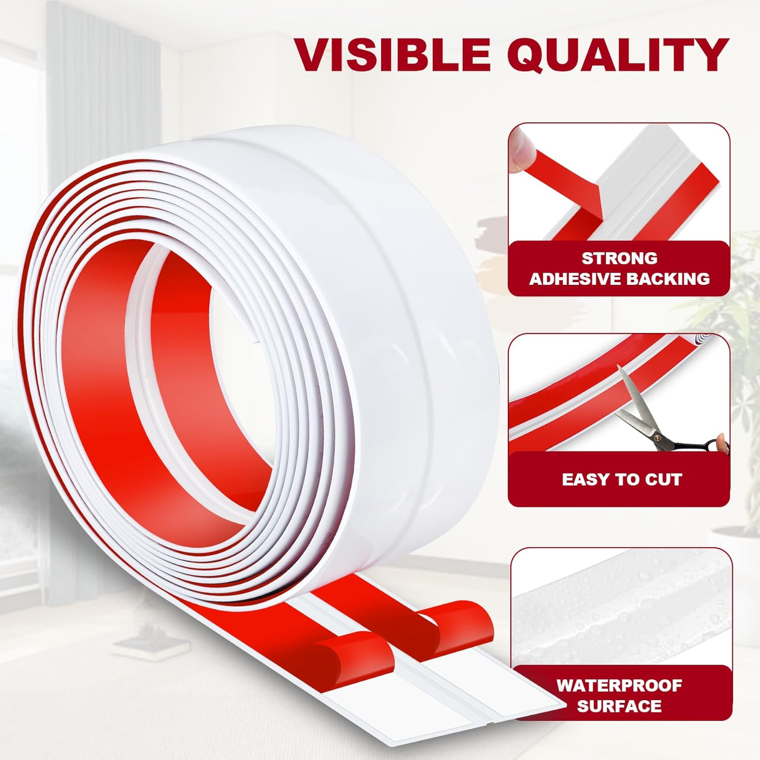 2.4 Inch x 10 Feet Wall Corner Protector Peel and Stick Corner Trim Molding Strip Self Adhesive Wall Edge Protectors Guards for Edge Ceiling, White - Image 3