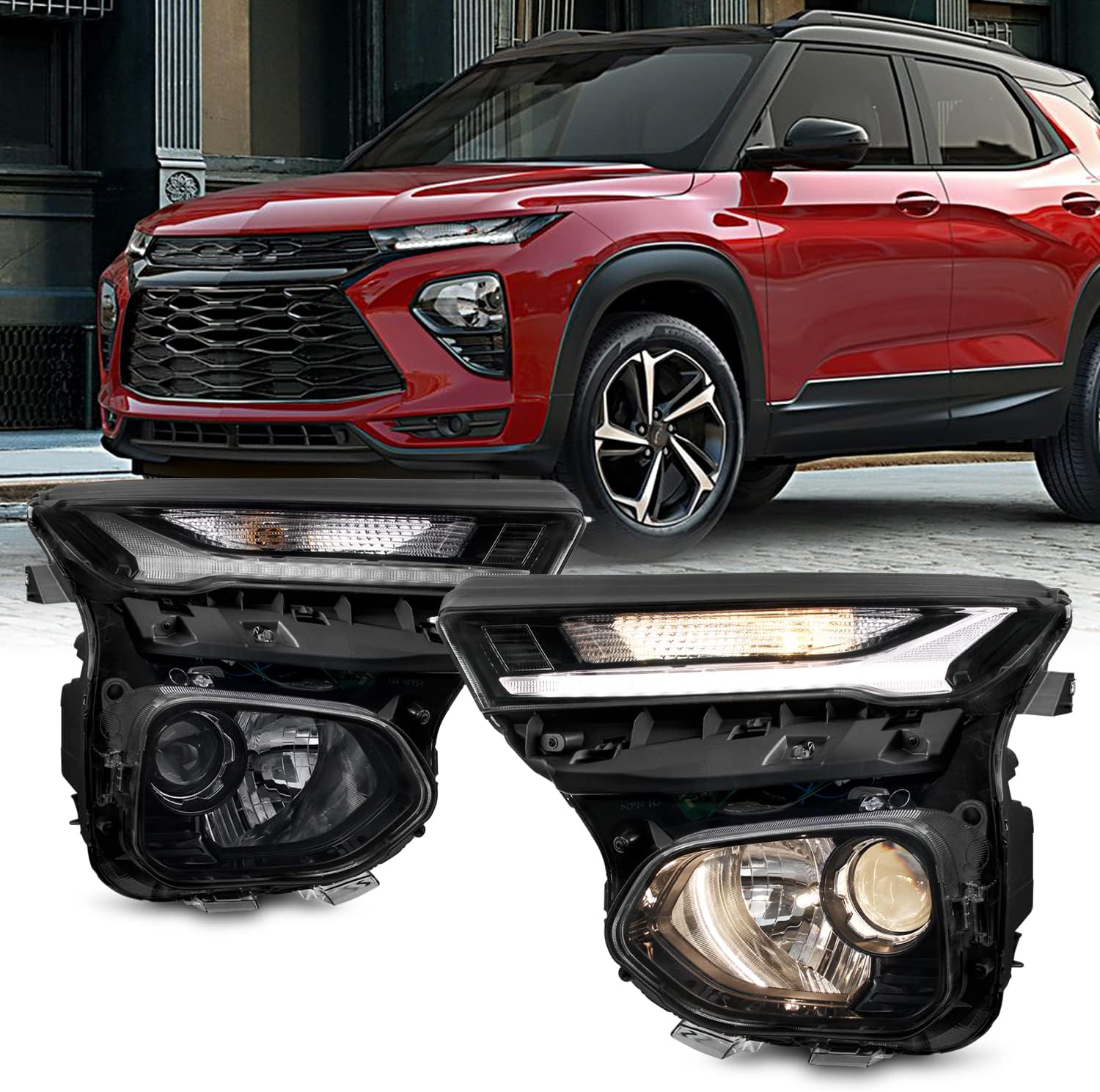 AKKON - Fit 2021 2022 2023 Chevy Traiblazer 21-23 Halogen Type Headlight w/LED DRL Headlamp OE Style Assembly Pair/Set
