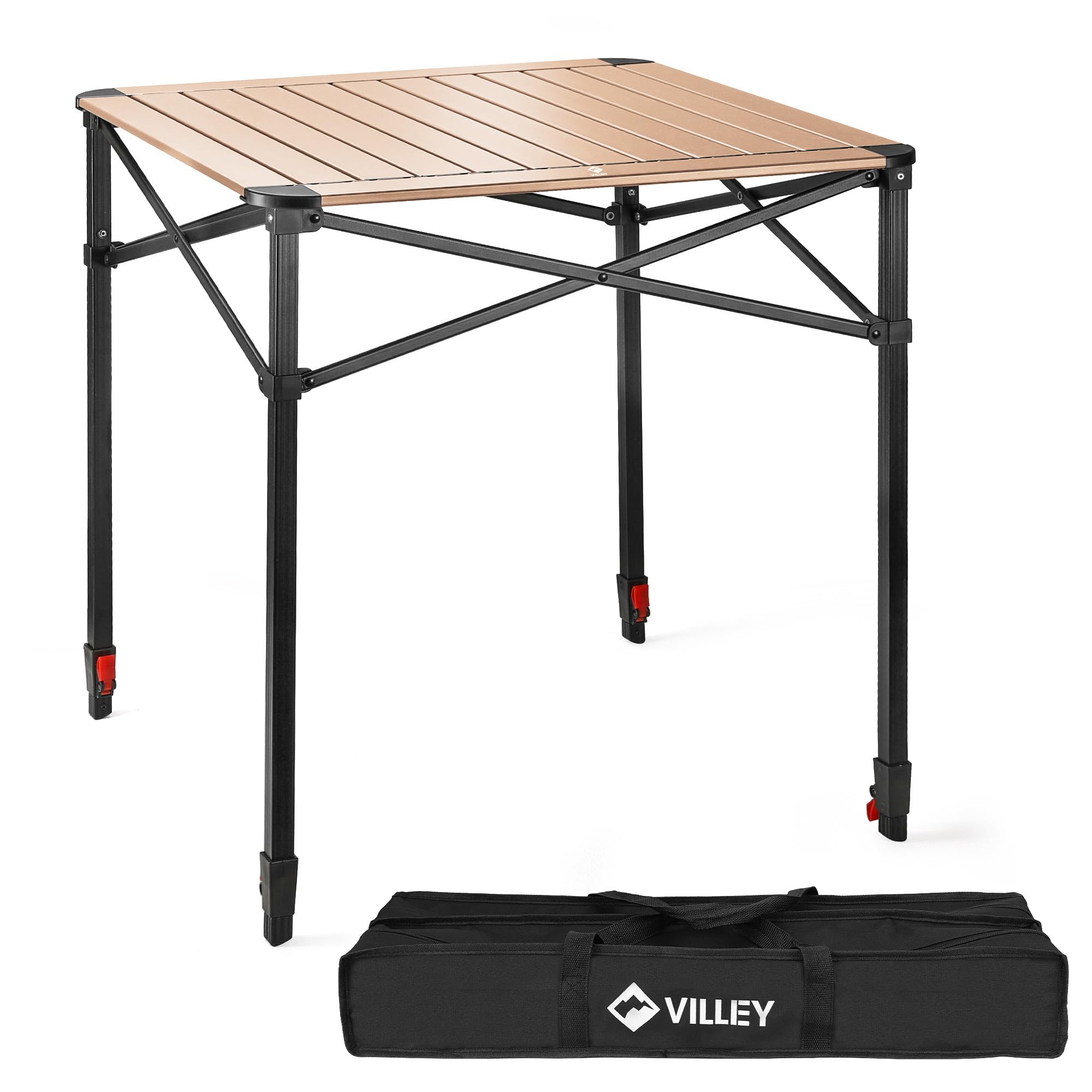 VILLEY Folding Camping Square Table, Portable Aluminum Table, Large