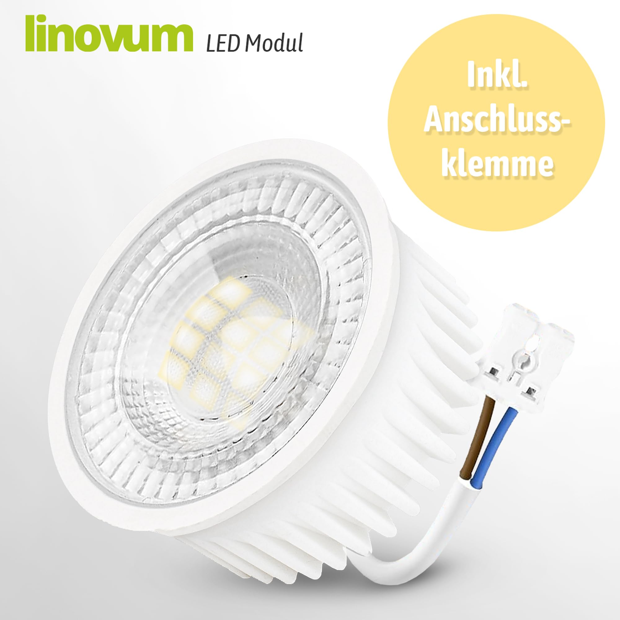 linovum LED Modul 230V warmweiß 3000K ultraflacher Ersatz für GU10 & MR16 Höhe 23mm - LED-Leuchtmittel Ø 50mm 2W Spot Licht