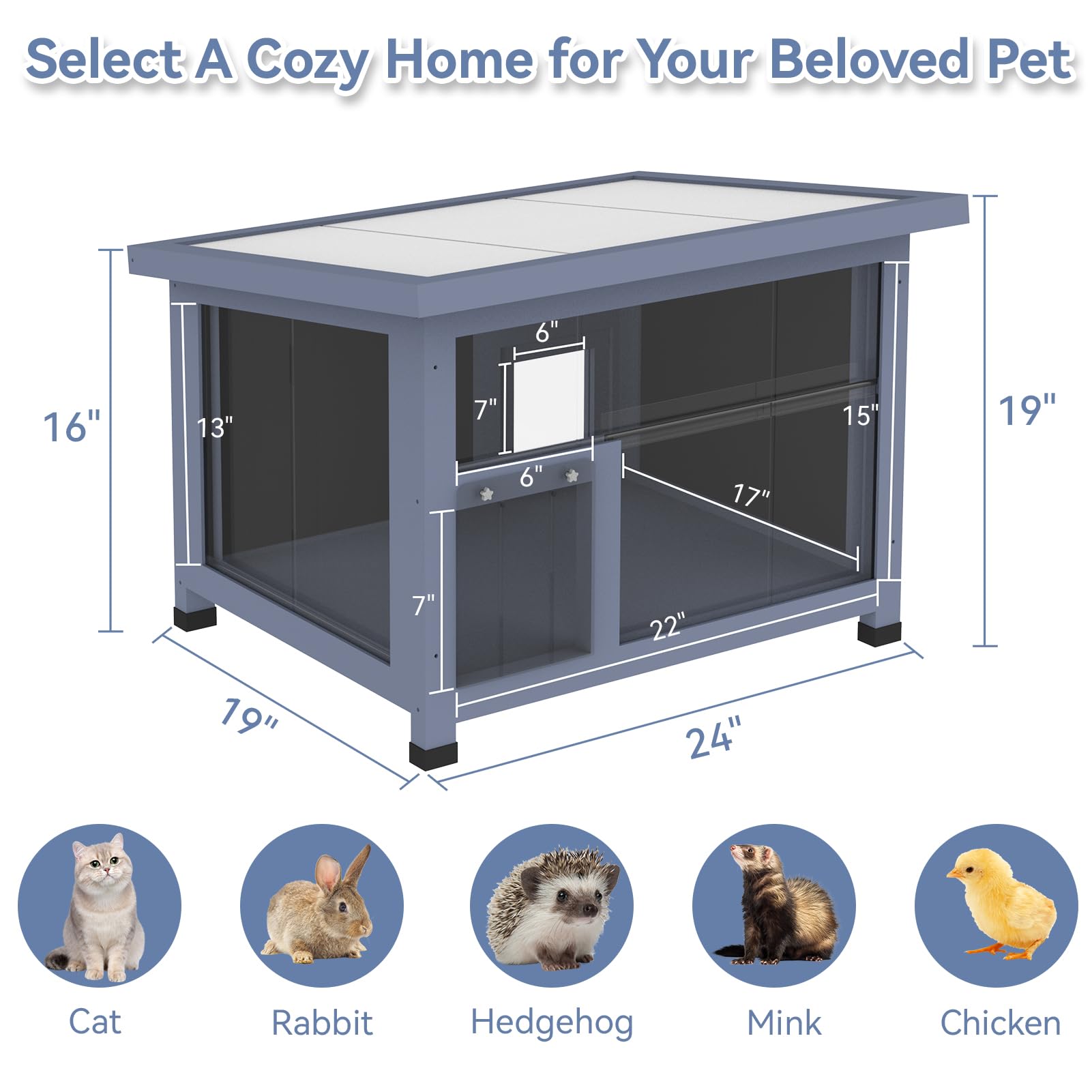PETSFIT Insulated Cat House Outdoor, Outdoor Cat House Weatherproof with All-Round Foam Panels, Weatherproof & Waterproof, Roof, Escape Door and PVC Door Curtains
