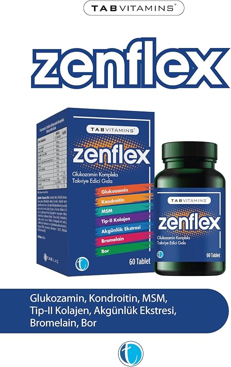 TABVITAMINS Zenflex 60 Tablet Glucosamine Chondroitin MSM Type II Collagen
