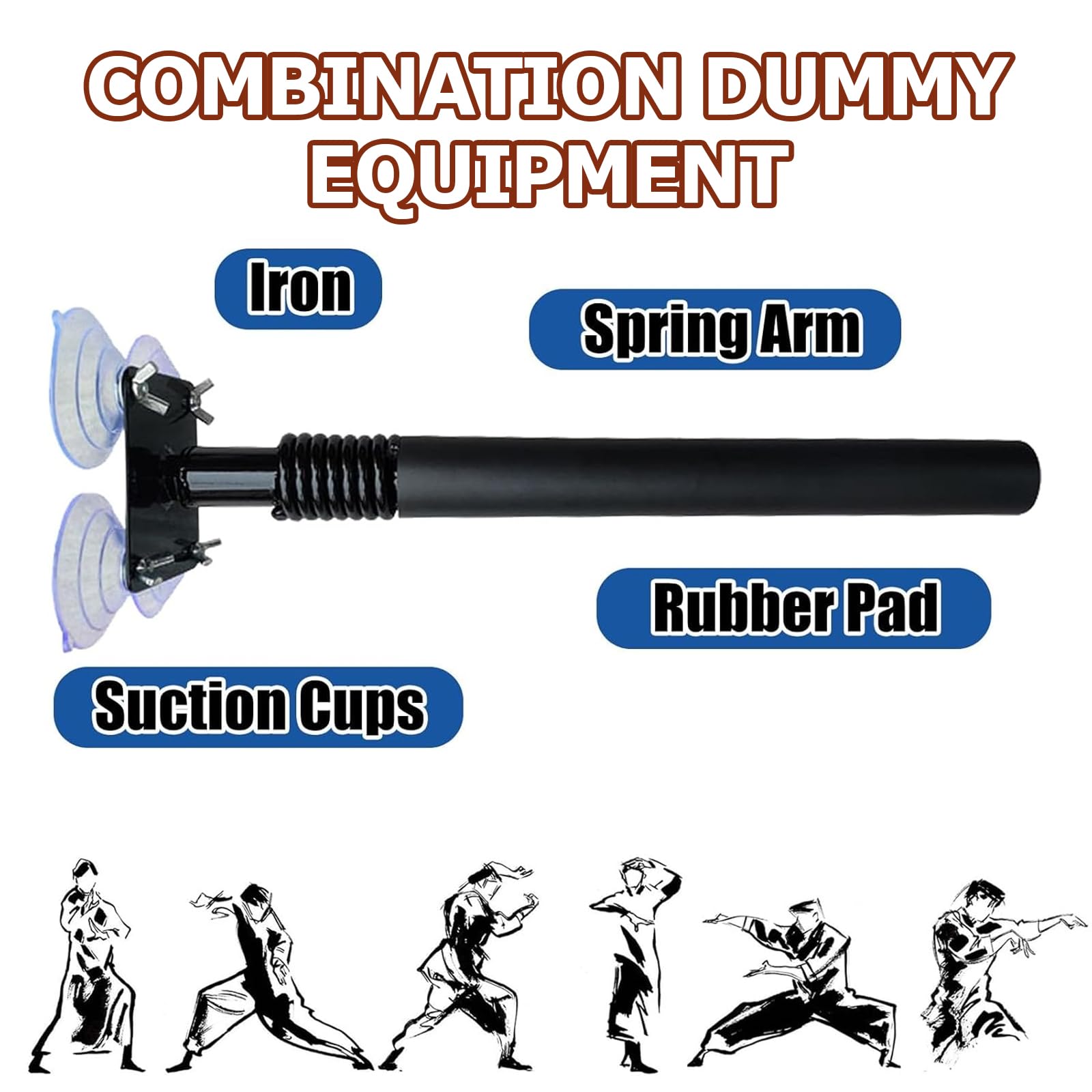 Smoczek Wing Chun z przyssawką, przenośny, bez wiercenia, montowany na ścianie trener dla początkujących ćwiczeń sztuk walki, ramię ssące 35 cm do treningu wewnątrz i na zewnątrz