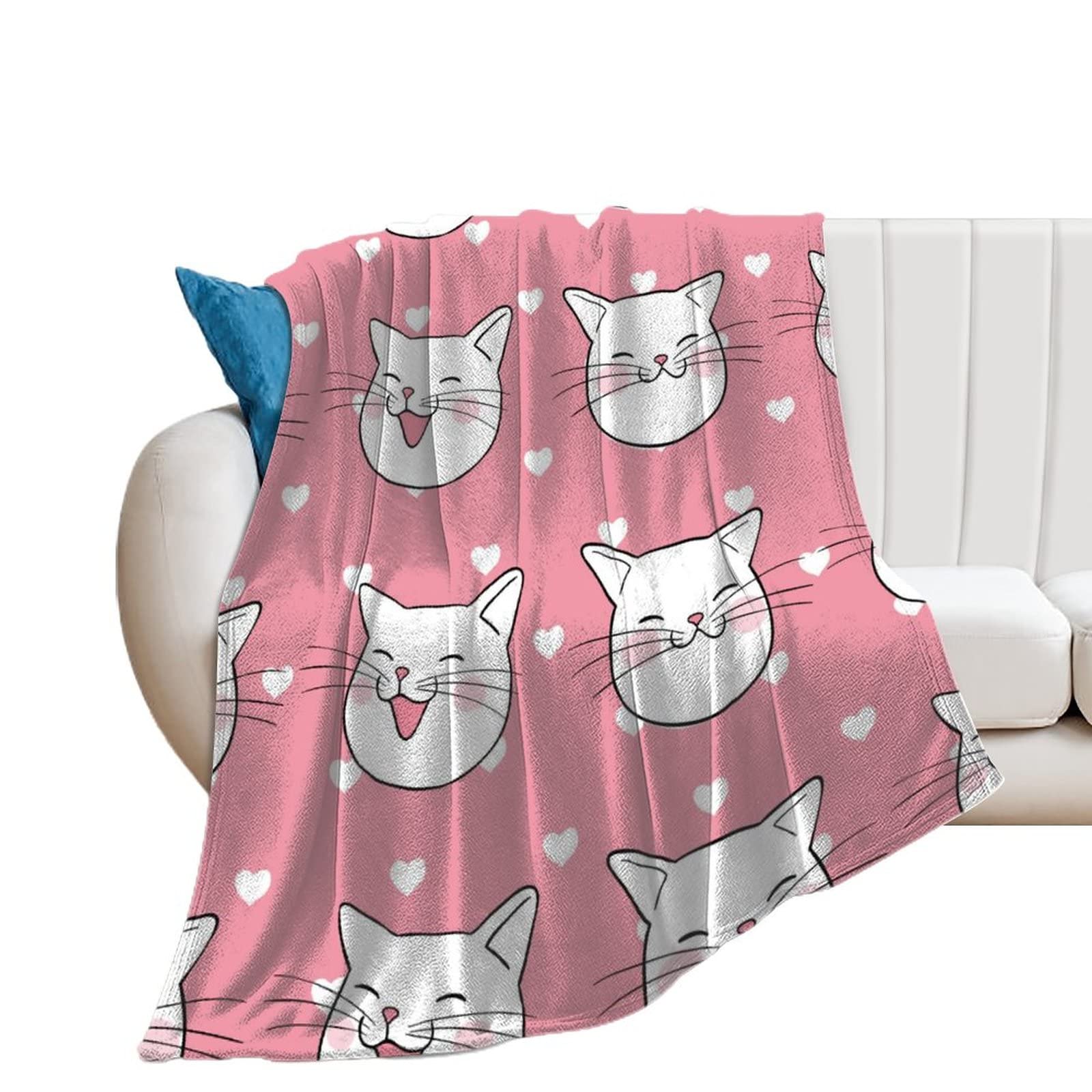 Plaid canapé chat rose en flanelle pour des soirées cocooning douillettes