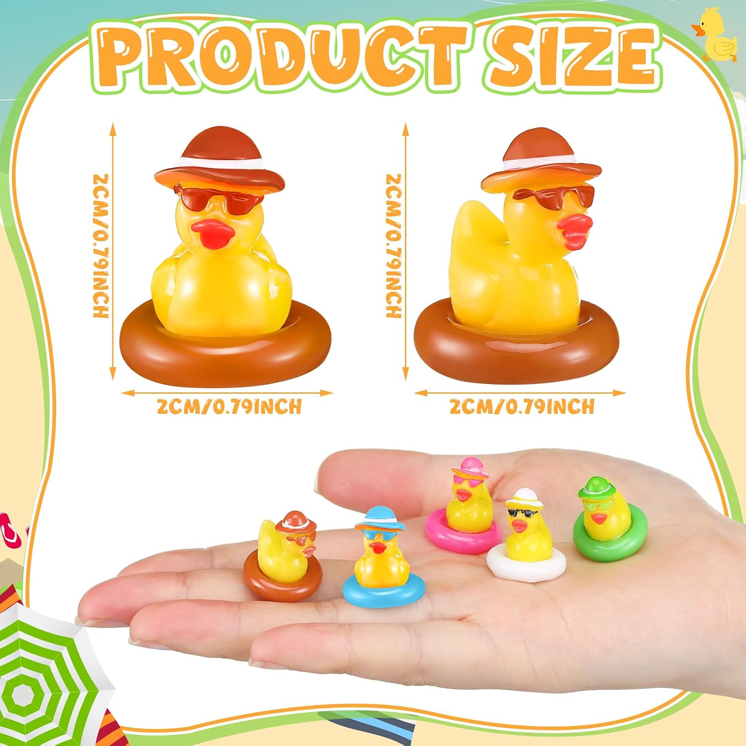 Arrowbash 100 Pcs Summer Mini Resin Ducks, Hawaii Beach Tiny Cruise Ducks image 3