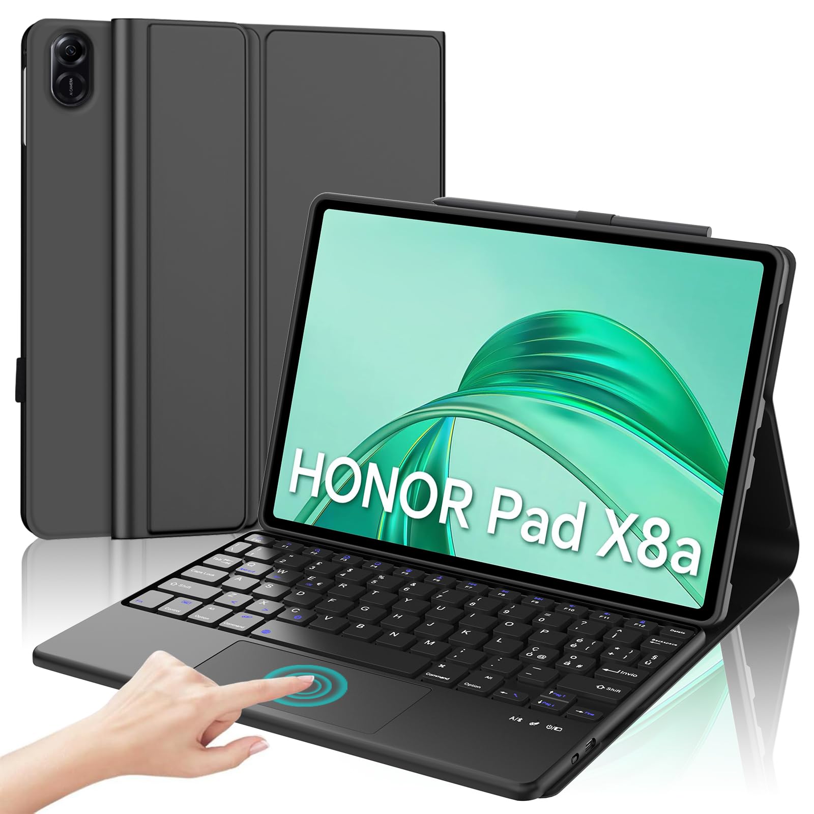 IVEOPPE Tastiera per Honor Pad X8b 2026/X8a 2024 con Touchpad, Cover Custodia Tastiera Trackpad Italiano Bluetooth Honor Pad X8b/X8a 11", Nero