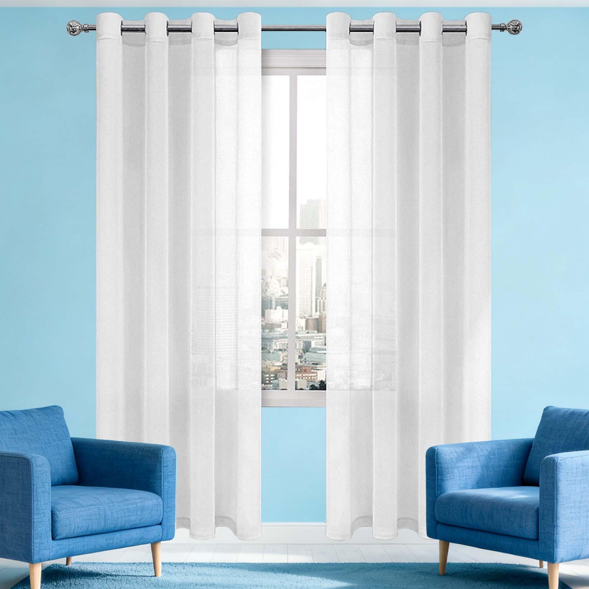 Voilage filtrant la lumière rideau souple blanc 430x185 cm pour une clarté douce