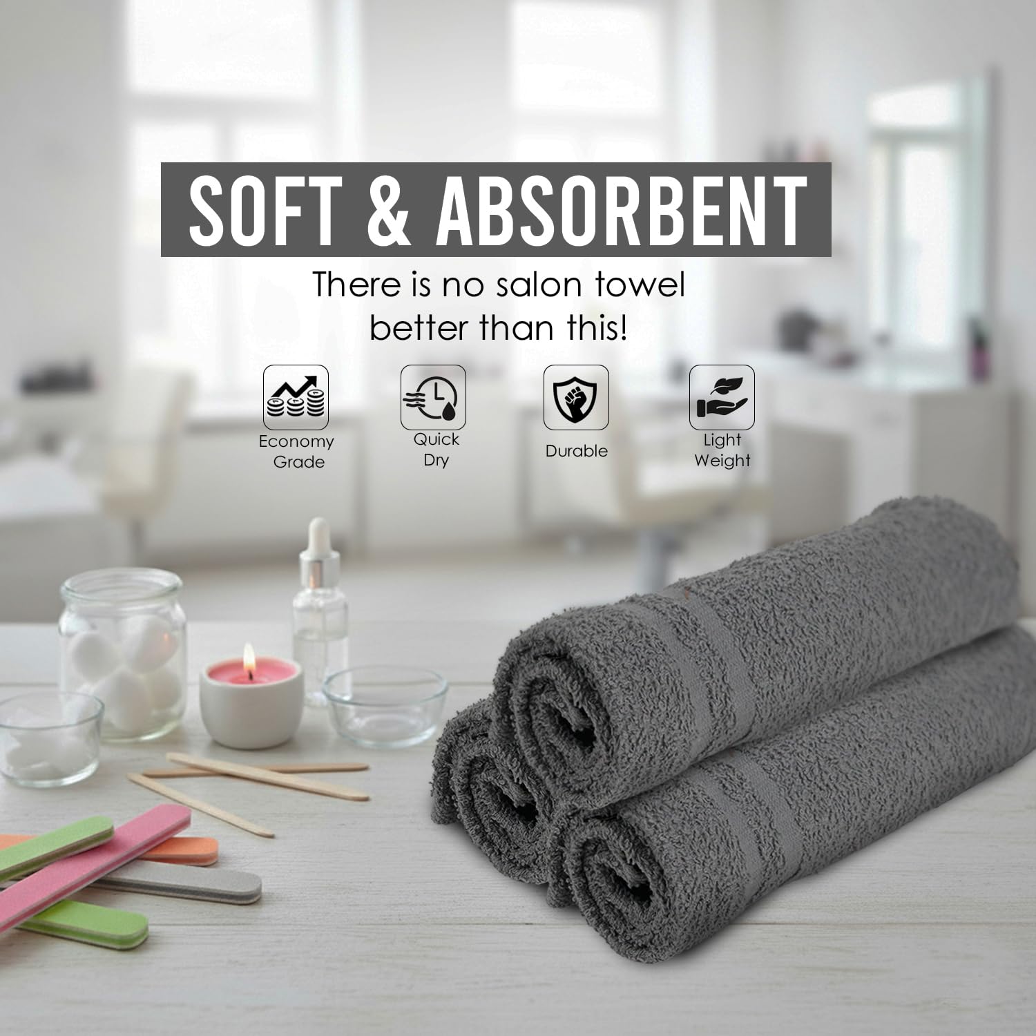 100% Cotton Hand Towels, 16 x 27 Inches