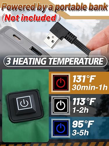 Miniatura 2 de Apipi Manta térmica para exteriores de 4.5 x 6 pies, funciona con pilas, impermeable, resistente al viento, manta de campamento para estadio con