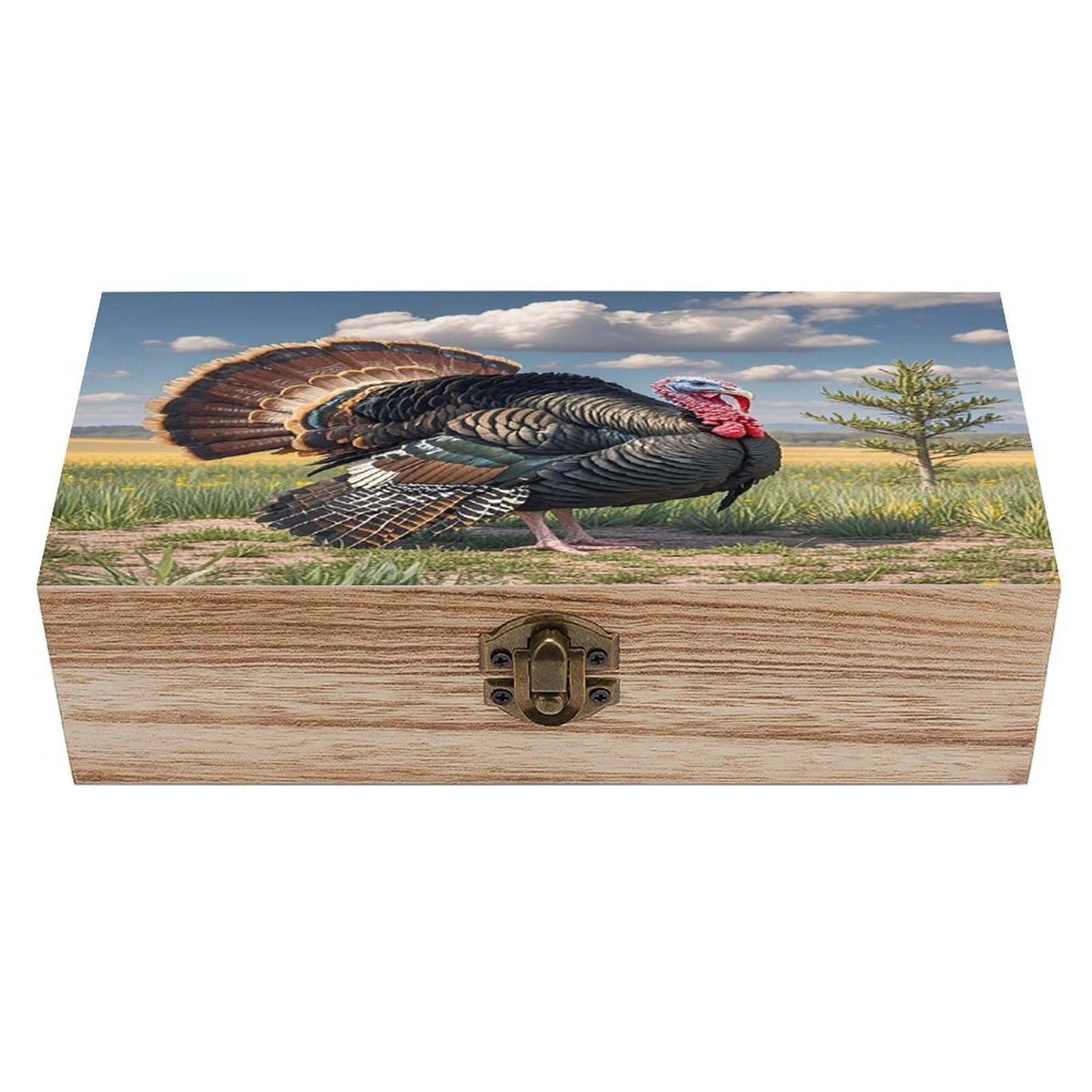 LZQPOEAS Christmas Turkeys Wooden Box Storage Space to Organize Jewelry in A Beautiful Small Storage Box Decorative Card Boxes Memory Treasure Boxes for Crafts And Photo Storage