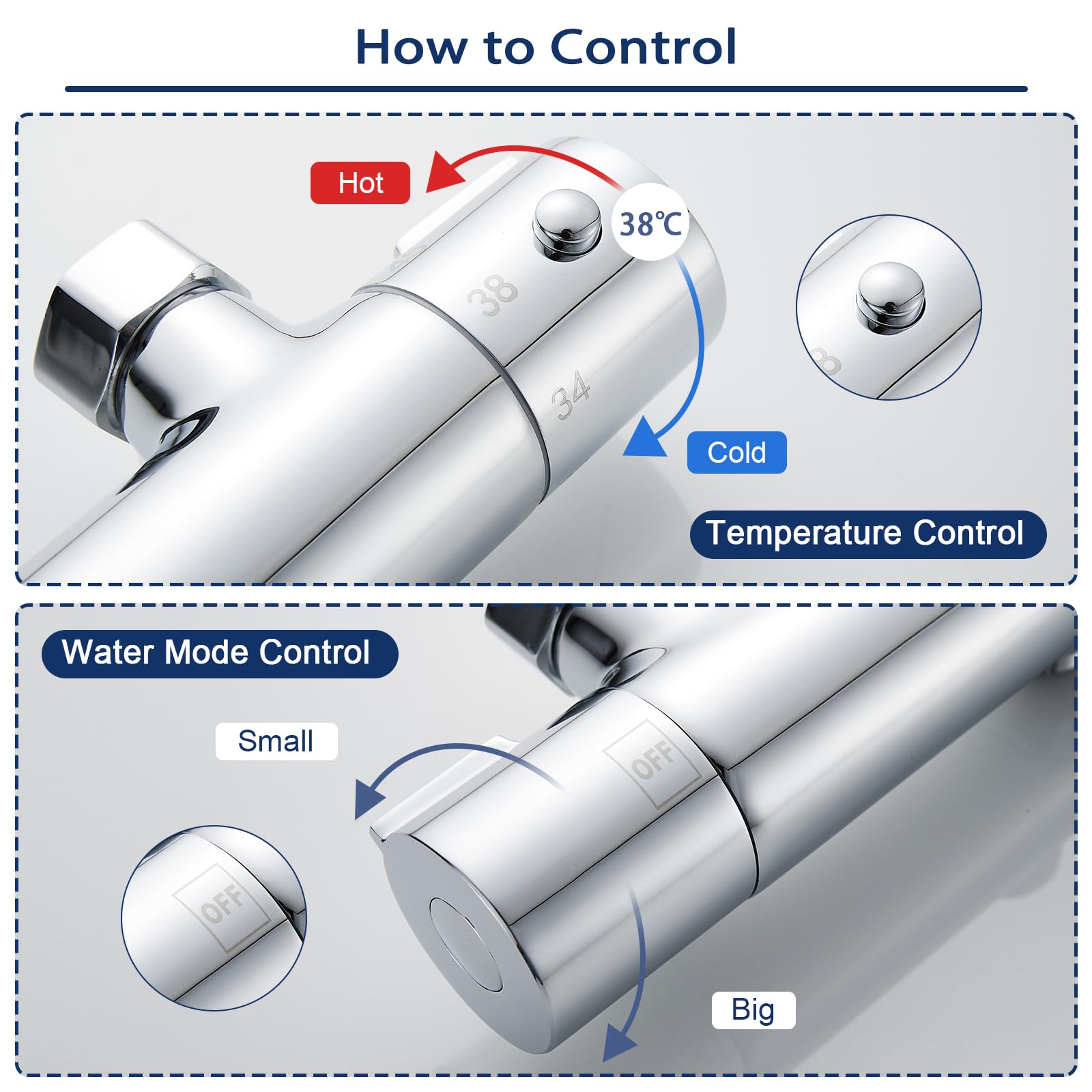 Brushed Brass 2 Outlet Wall Mounted Thermostatic Mixer Shower Set With Hand Shower & Diverter