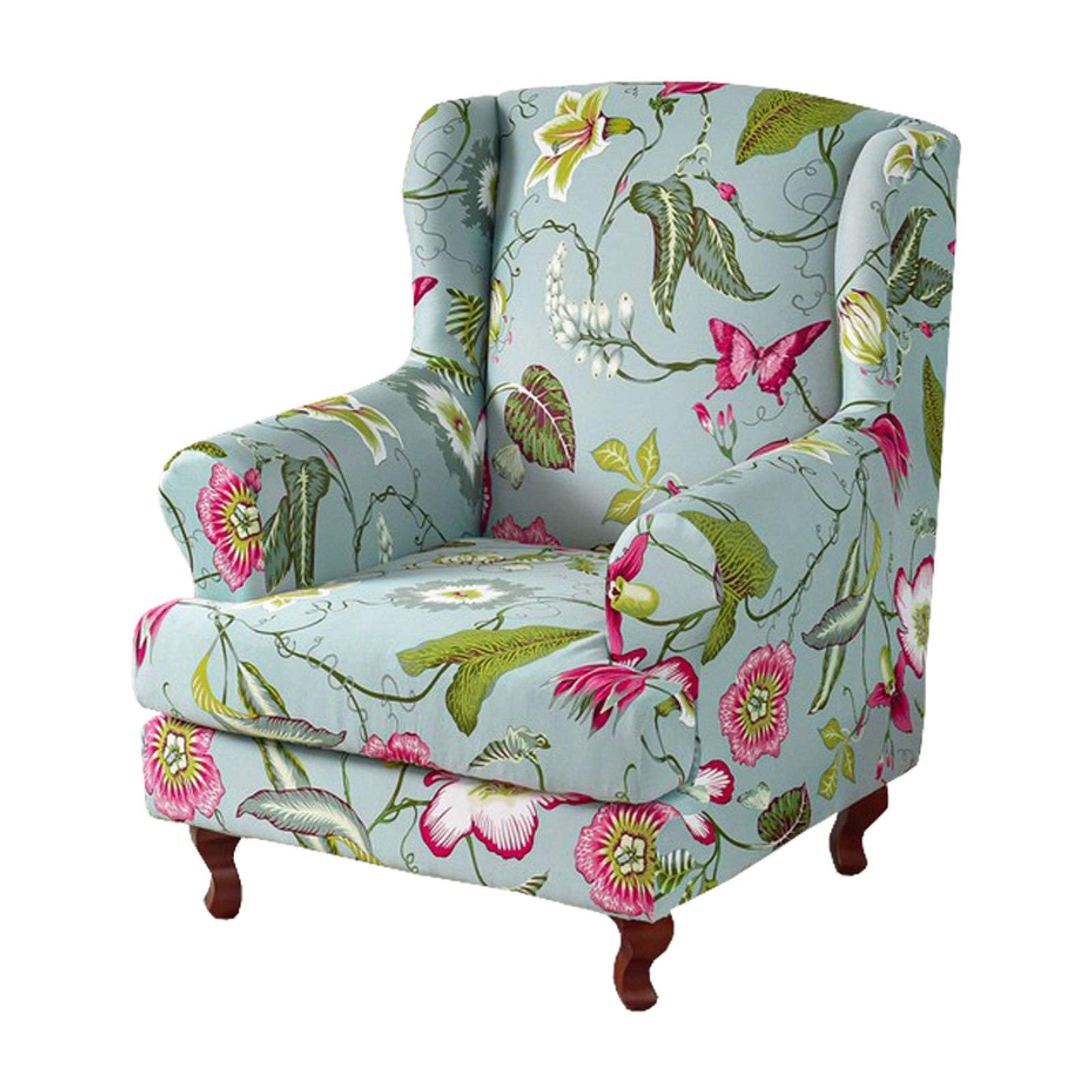 Housse de fauteuil à oreilles douce et extensible motif raffiné