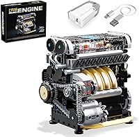 Running L4 Inline 4-Cylinder Engine Model Kit for Adults - MOC Compatible with Lego, USB Powered STEM Building Toy 853 PCS Teens 14+