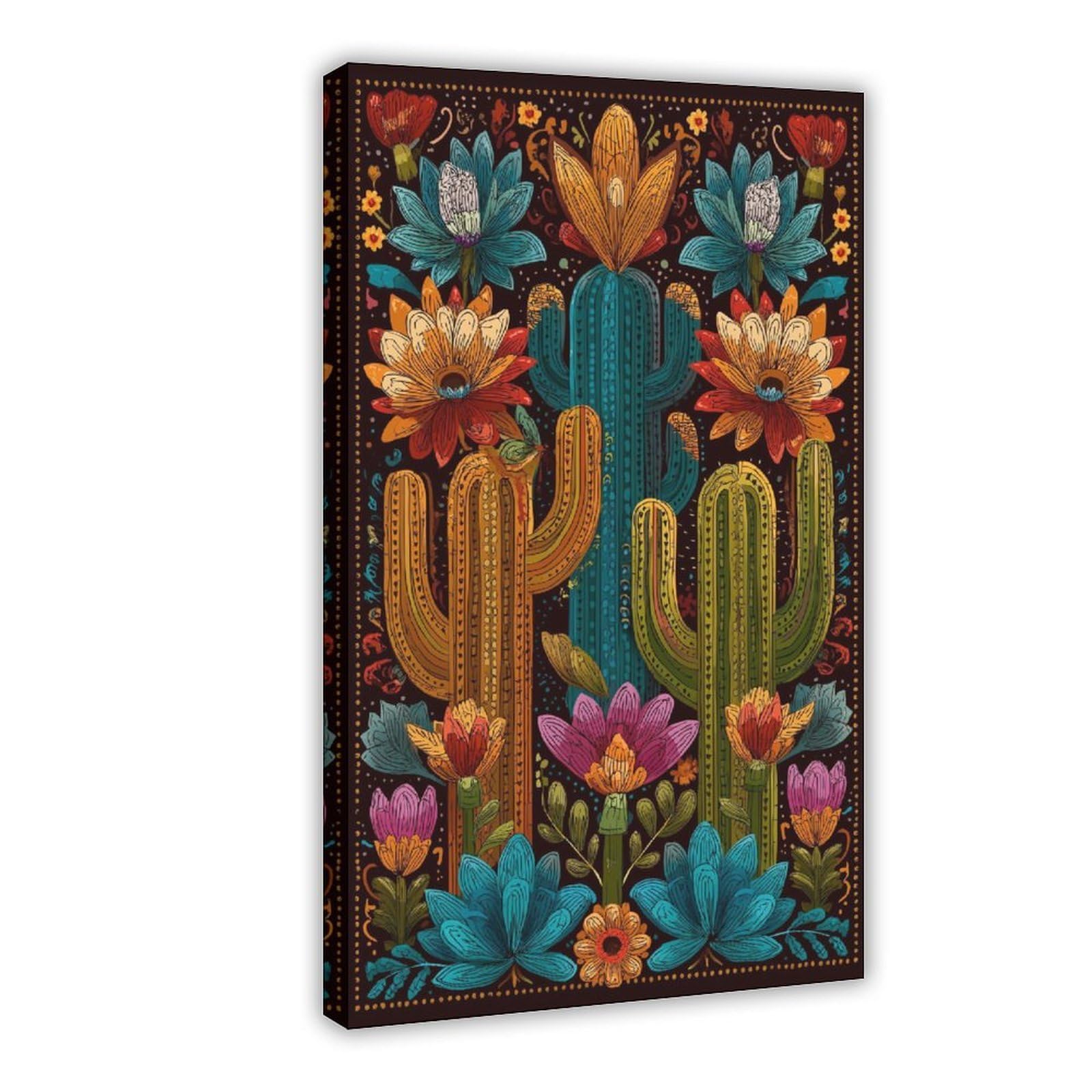 MRYCQ Vibrant Cactus Floral Poster Canvas Poster for Office Decor Gift