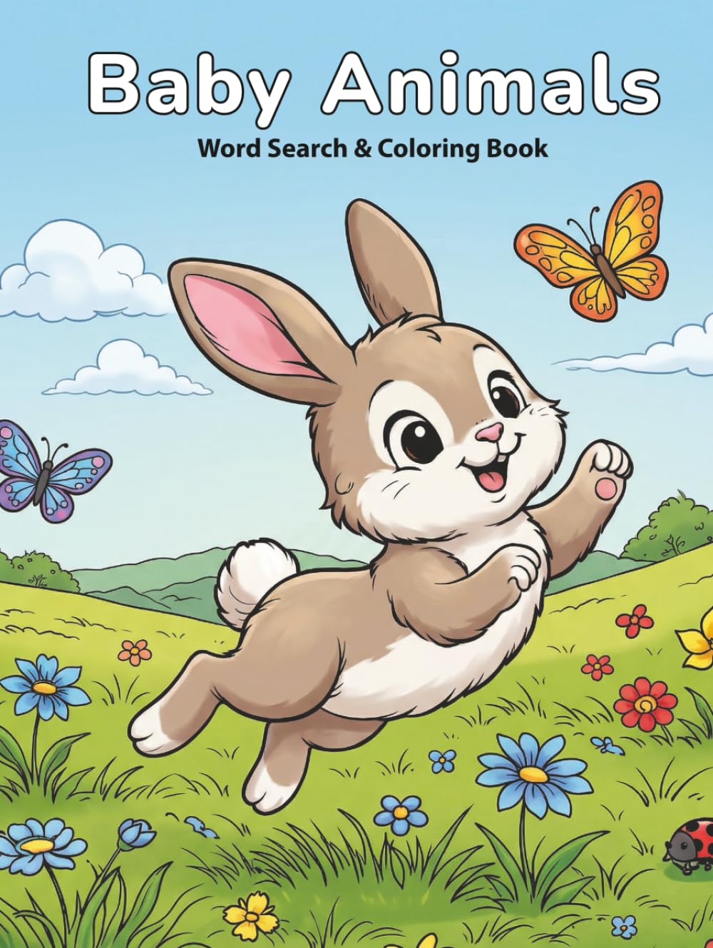 Baby Animals Word Search & Coloring Book for Ages 5-7: 48 Easy Word Puzzles with Coloring Pages