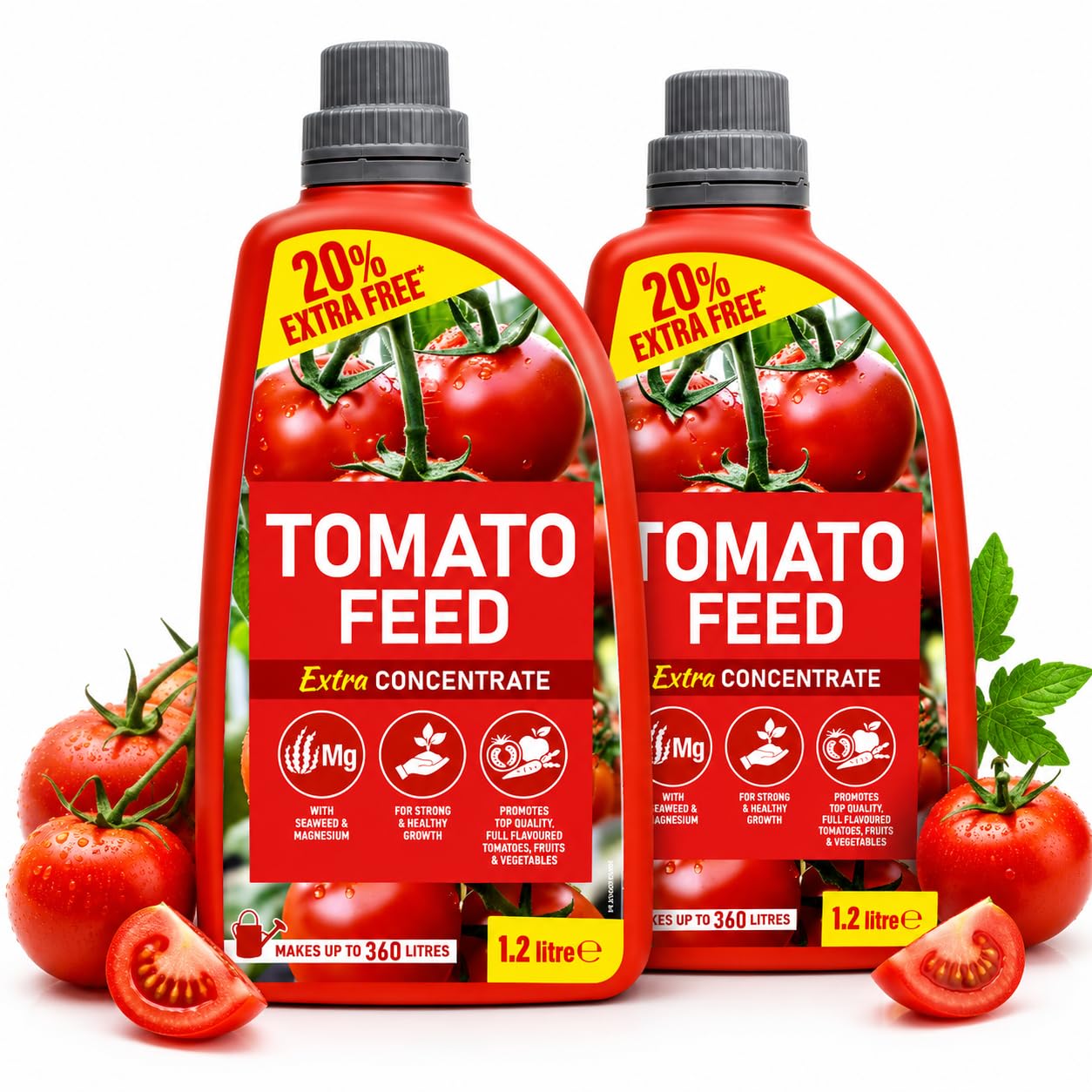 Tomato Feed Concentrate 1.2L Extra Fill Pack of 2 | Liquid Plant Food for Tomatoes, Fruit & Vegetables | Promotes Healthy Growth, Strong Roots & Abundant Crops