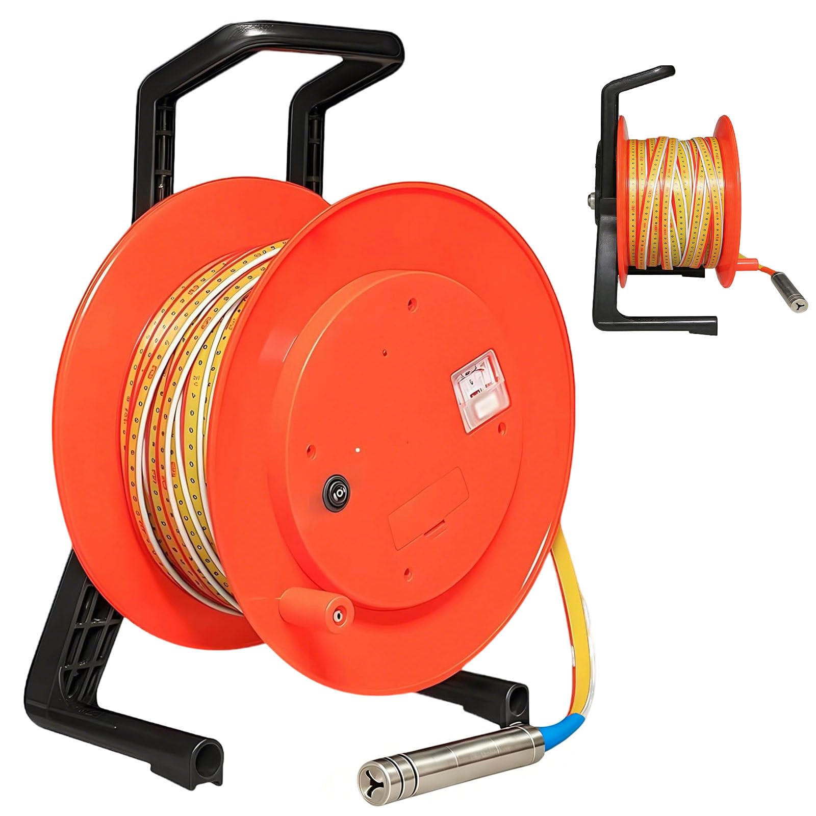 Ymnogjie Portable Deep Well Water Level Meter,Indicator Water Level Gauge Borehole Depth Measurement Steel Tape Ruler Dip Meter Depth 10-300m for Boreholes,Wells,Pipelines 300m
