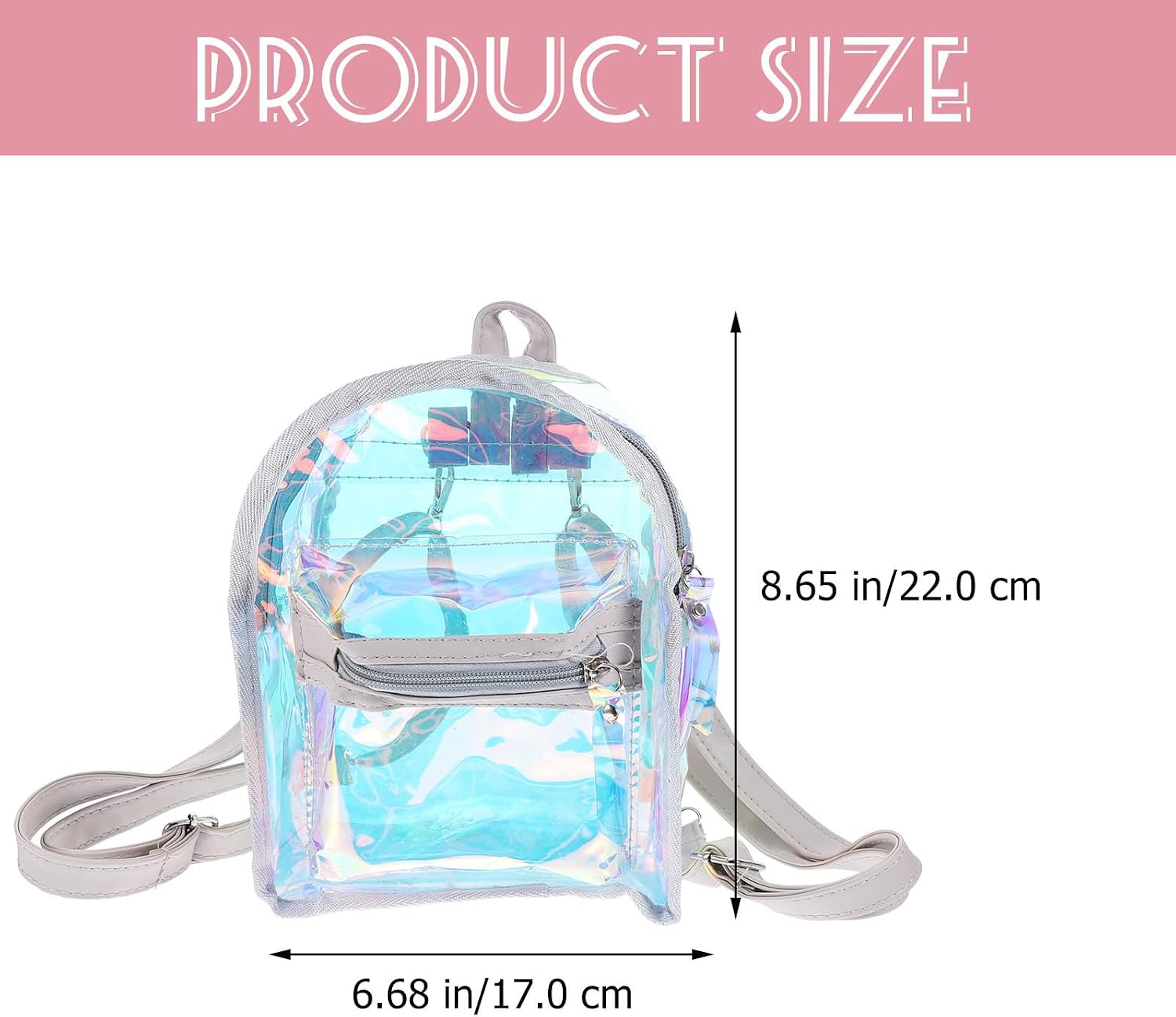 Holographic Backpack for School, Large Capacity PU Silver