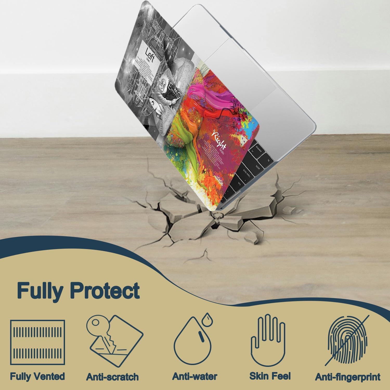 Laptop Case Compatible With New MacBook Air 13 Inch 2020 2019 2018 Release A2337 M1 A2179 A1932, Retina Display & Touch ID, Plastic Hard Shell & Keyboard Cover Skin - Left & Right Brain - Image 4