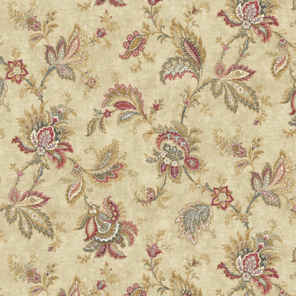 Vintage Floral Peel and Stick Wallpaper, Beige with Red Paisley, Self-Adhesive Removable Wallpaper for Home Bedroom Cabinets Thicken, 17.3 x 236 inches