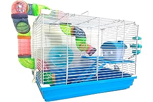 2-Level Spacious Blue Hamster Cage: Your Pet's Paradise