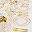 WELLIFE 300 PCS Clear Gold Dinnerware Set for 50 Guests, Clear and Gold Plastic Plates for Party, 50 Dinner Plates, 50 Salad Plates, 50 Cups Forks Knives Spoons for Wedding and Party Supplies
