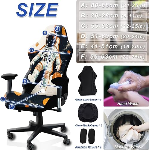 Miniatura 6 de Fundas para Sillas Gaming Fundas Deslizables, Impresión 3D Elástica Extensible para Asiento de Silla Gaming Reclinable de Computadora con Funda para