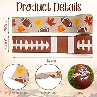 Vista 2 de ABTOLS 2 rollos de cintas de fútbol marrones de 10 yardas de 2.5 pulgadas, cinta de arpillera con borde de alambre, cinta de hojas de otoño