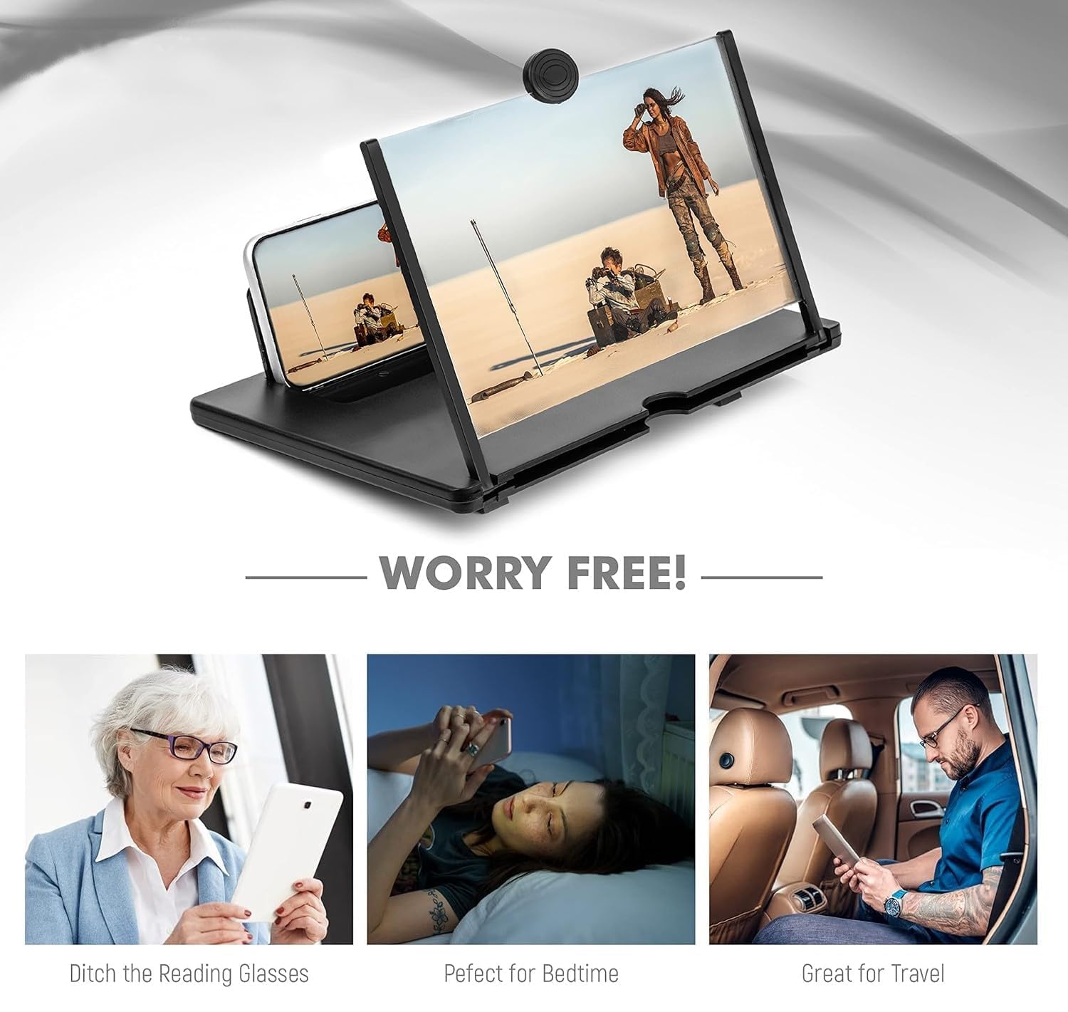 Agrandisseur d'écran, 20 Pouces Loupe Telephone Portable, 3D HD Pliable Amplificateur ecran Telephone Portable, Loupe ecran pour Regarder des vidéos sur Tous Les Smartphones