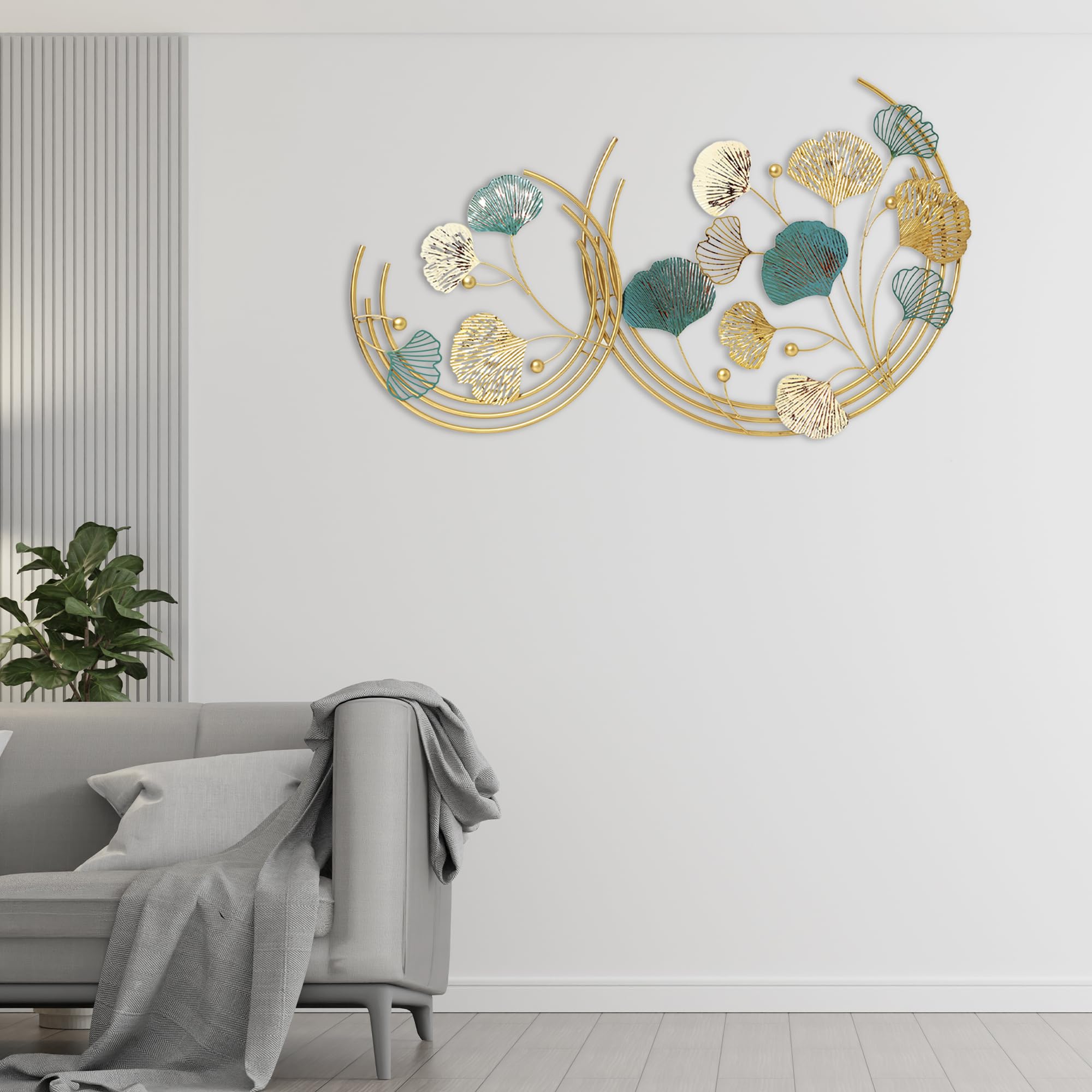 Decorative India Metal Leaf Round Pattern Abstract Wal Art for Living Room Decorative Wall Sculpture for Home Décor 2