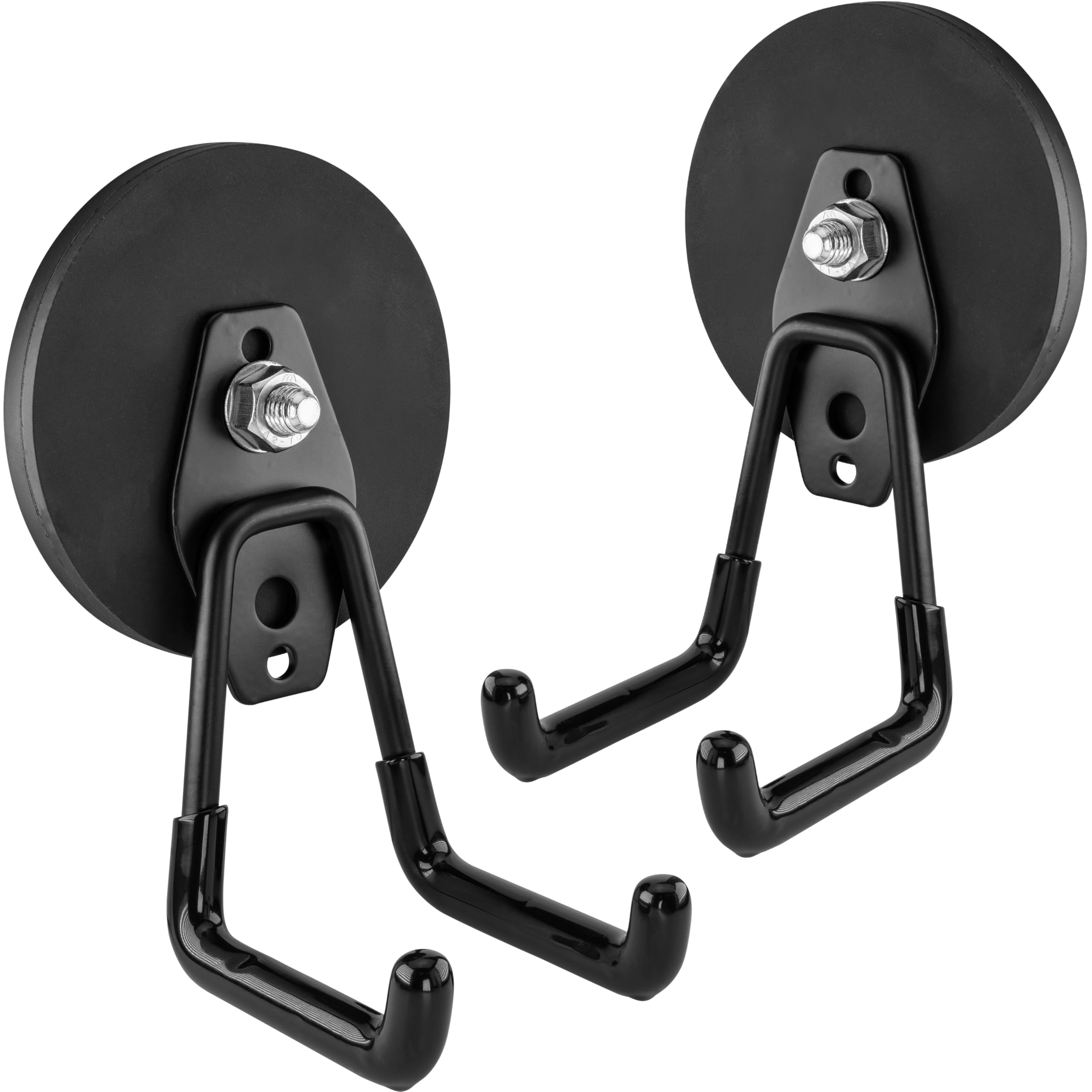 POPPSTAR 2 Magnetic Garage Hooks (Round Ø 88 mm, Pulling Force 42 kg, Height 80 mm), Black