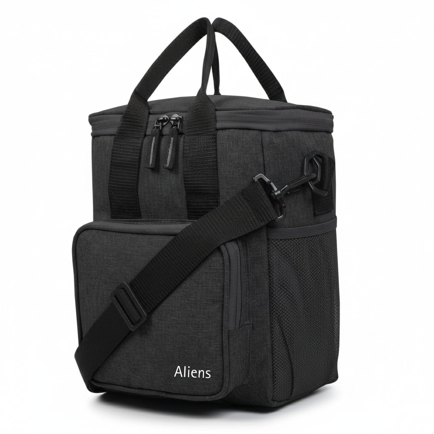 Aliensware Thermal Insulated Lunch Bag with Handle & Adjustable Shoulder Strap, Large Capacity Meal Bag/Tiffin Bag/Lunch Holder/Meal Container Picnic Bag for Food Storage,Office,Travelling Aliens-BLK-image-9
