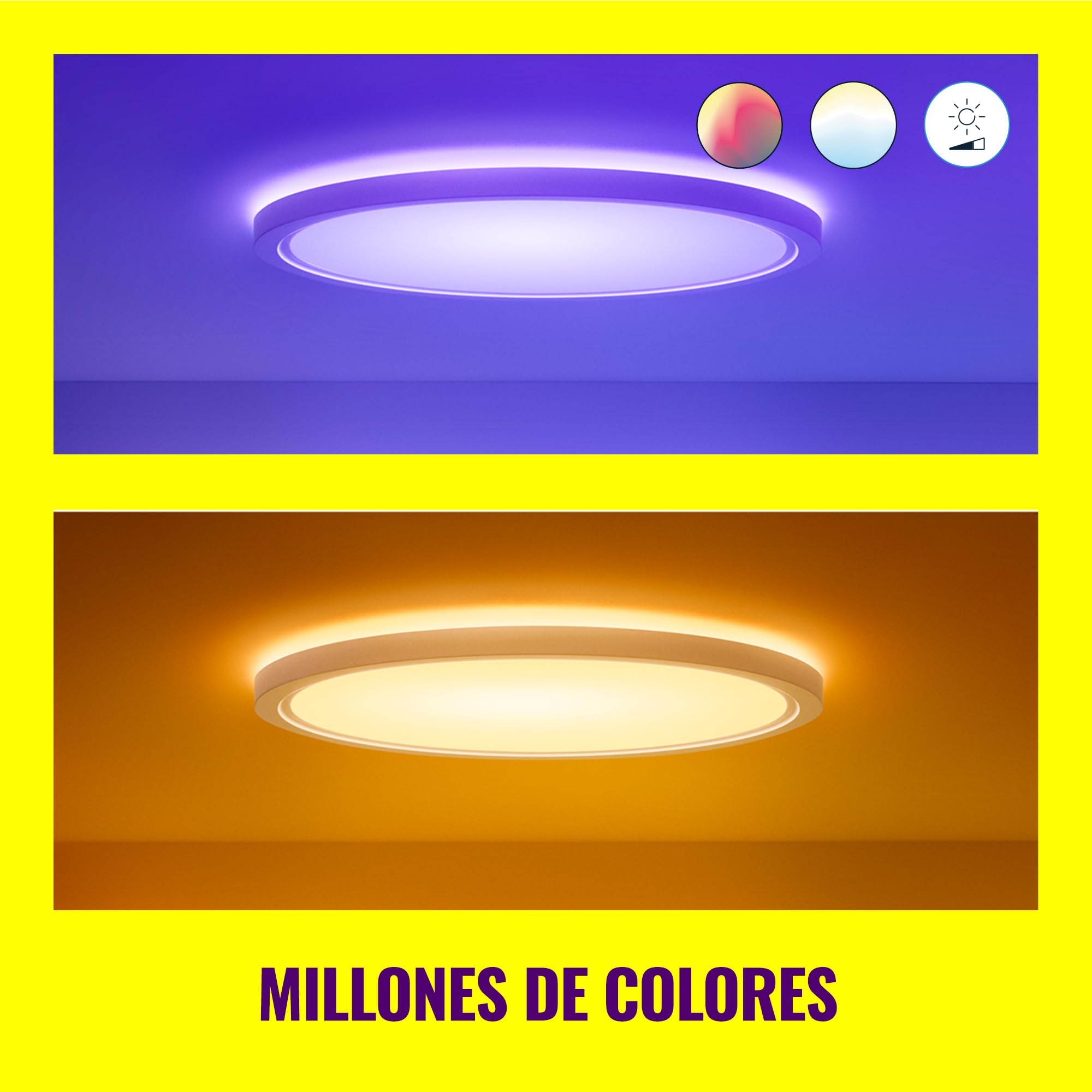 WiZ - Plafón led inteligente SuperSlim 22W a todo color, Wi-Fi, compatible con Alexa y Google Home, tecnología SpaceSense y Matter, Blanco