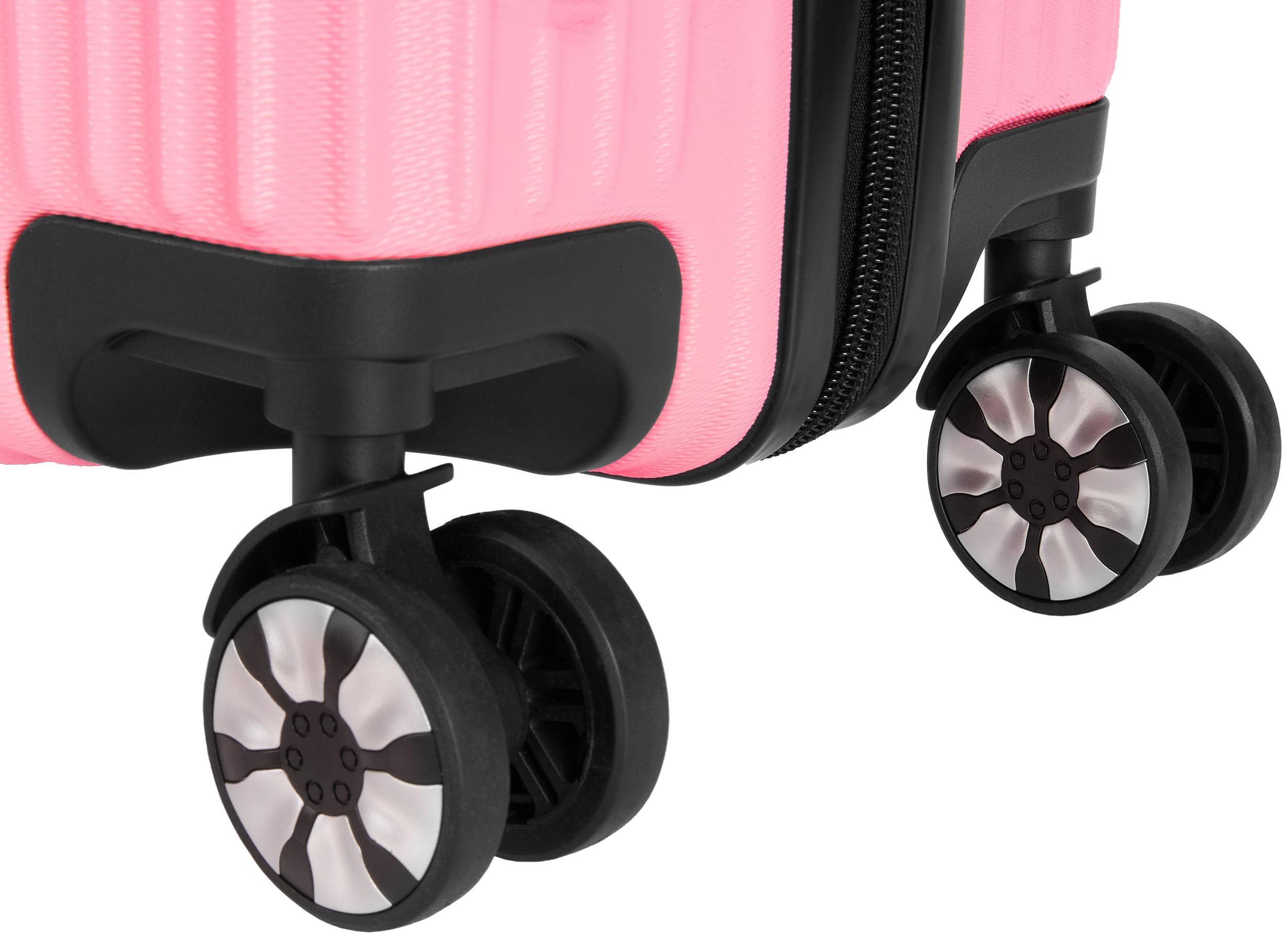 BRUBAKER Kofferset London - 3 teiliges Reisekoffer Set inklusive Handgepäck - Hartschalen Koffer mit Zahlenschloss, 4 Rollen und Komfort Tragegriffen - ABS Boardcase Trolleys (M, L, XL - Rosa)