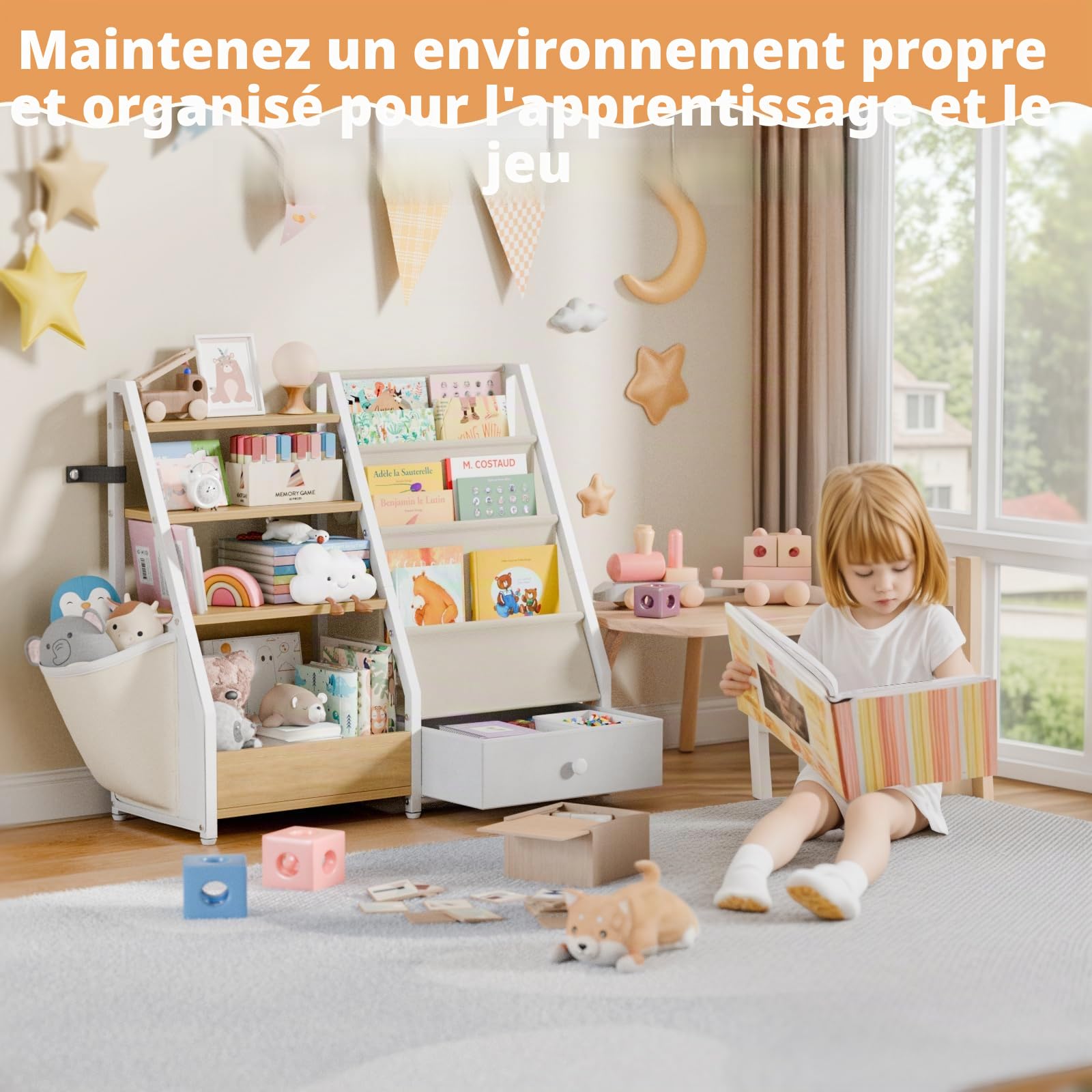 HAVLOTII Bibliothèque Enfant, Étagère Livres et Rangement Jouets
