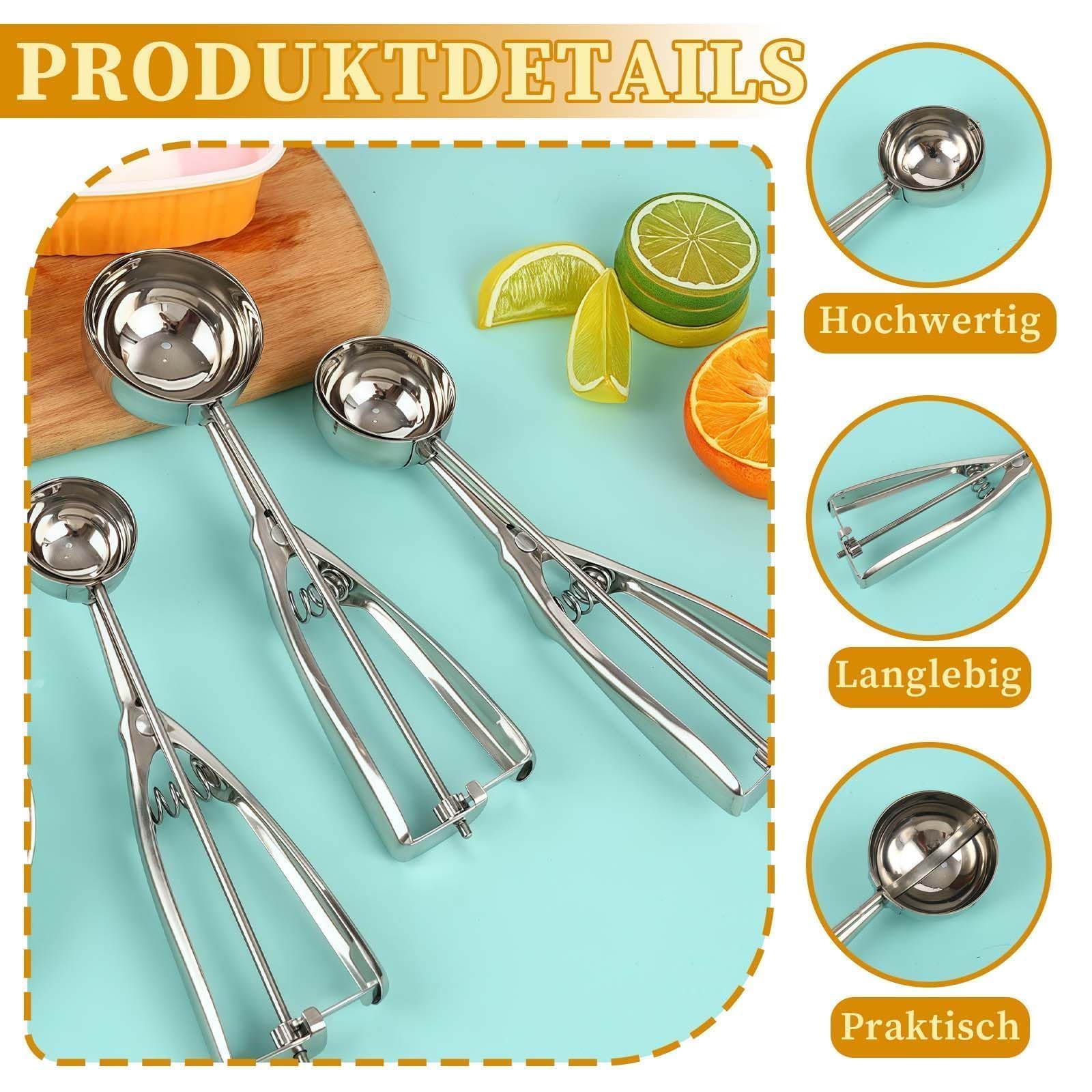 Catpaw Ensemble De Cuillères à Glace 3/4/5 Cm Cuillère à Biscuits