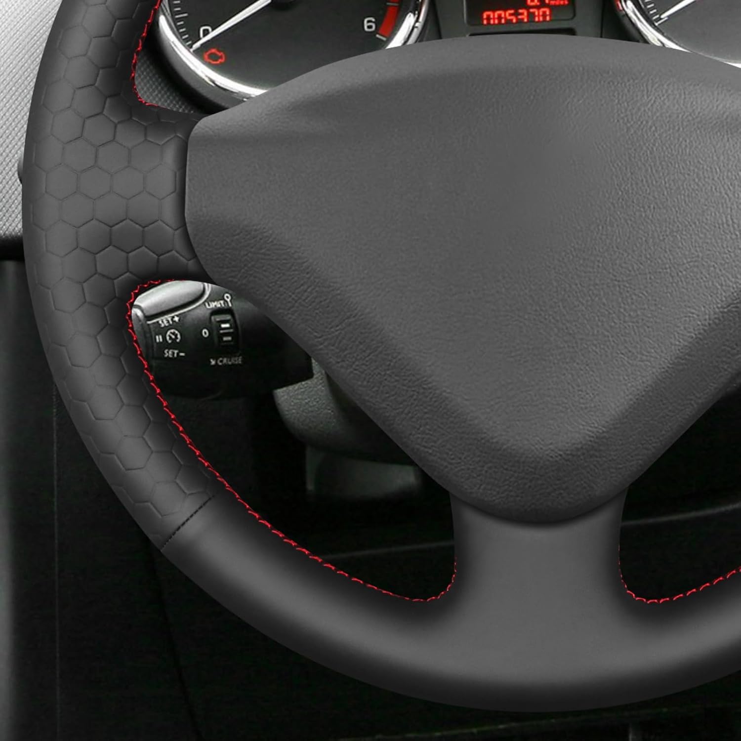 MEWANT DIY Stitching Peugeot Steering Wheel Cover Wrap for Peugeot 206 2009-2012/207 2006-2012/207 CC 2007-2012/207 SW 2007-2013/Expert 2008-2016/Partner 2008-2019/Partner Tepee 2008-2018