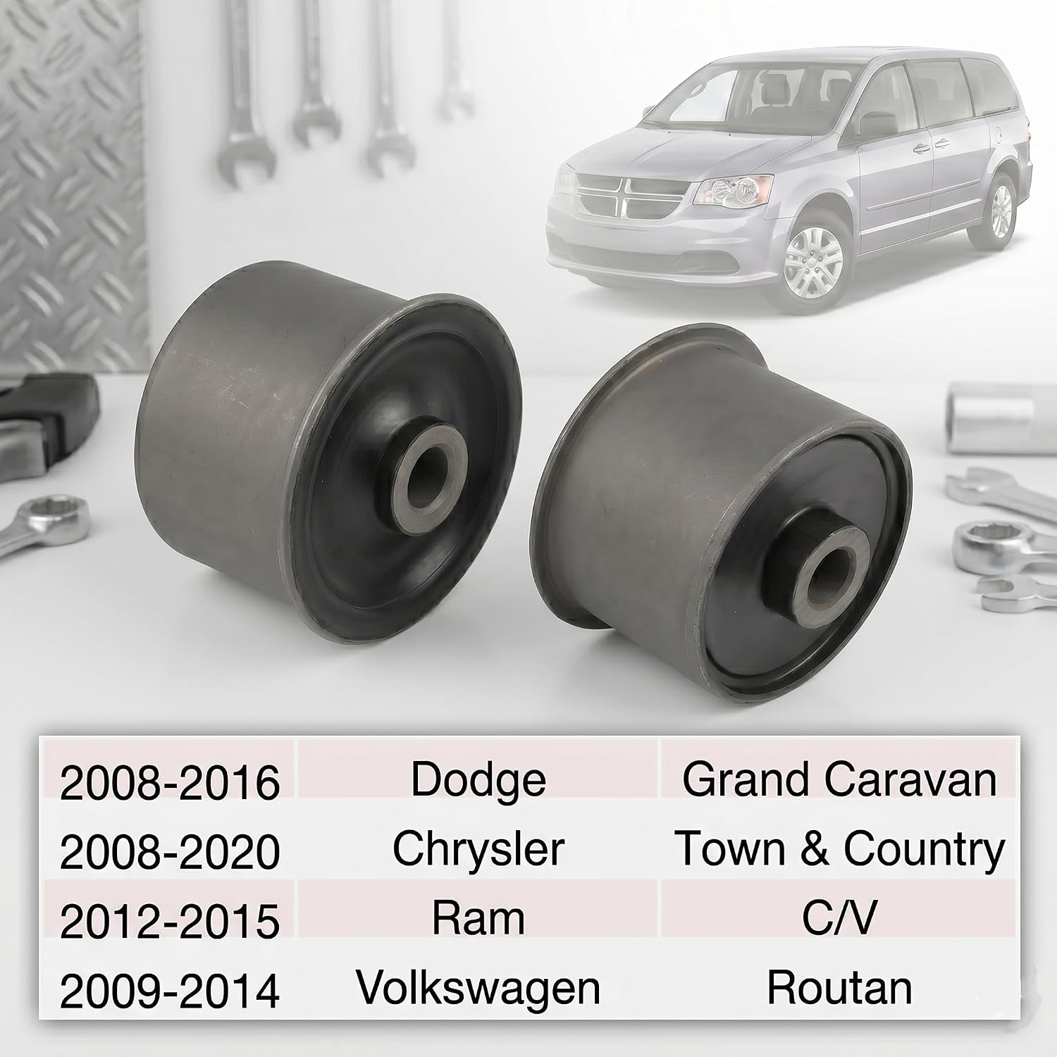 2Pcs 4721356AA Rear Suspension Trailing Arm Bushing Compatible with Dodge Grand Caravan for Chrysler Town & Country for Ram C/V for Volkswagen Routan Replace MS254192 K201905