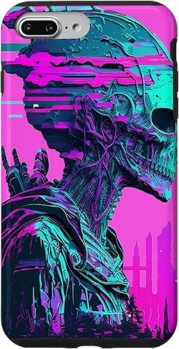 Vista 19 de iPhone 14 Pro Max Cool Retro Alien Sunset Tropical Trippy Vaporwave Sky Art Case