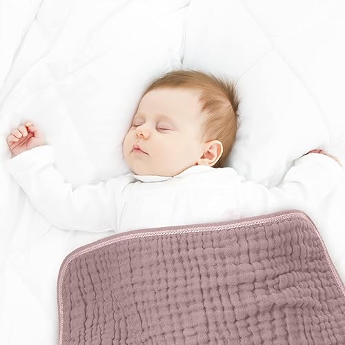 Miniatura 5 de Remagr Paquete de 12 paños de muselina para bebé, 6 capas de algodón suave de 10 x 20 pulgadas, grandes, de muselina de varios colores, género