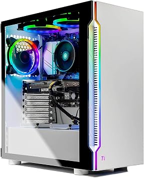 Skytech Gaming Archangel Gaming Computer PC Desktop Ryzen 5 5600X 3.7GHz, RTX 3060 TI 8G, 1TB NVMe SSD, 16GB DDR4 3200MHz, RGB Fans, Windows 10 Home 64-bit, 802.11AC Wi-Fi, White