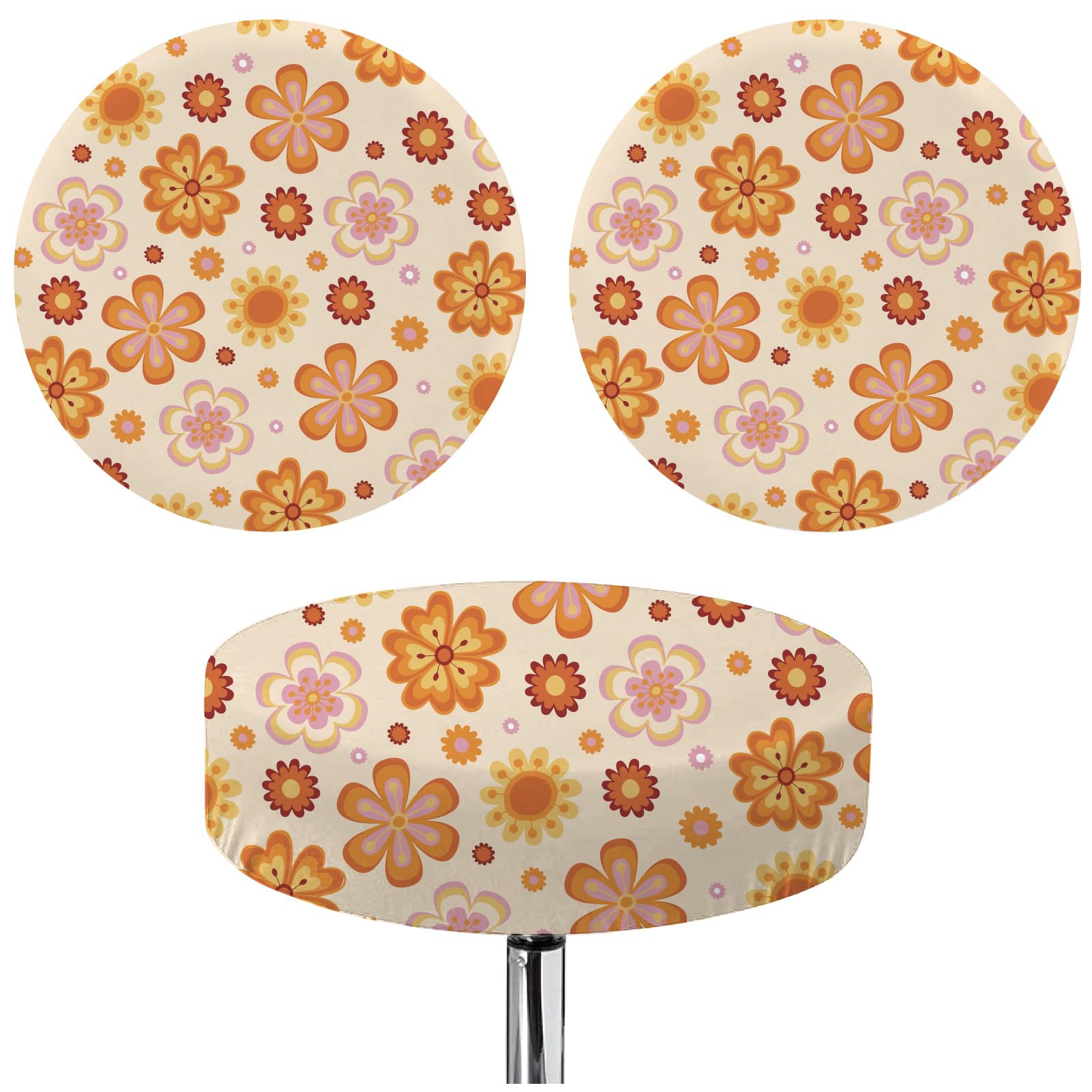 Housse de siège de tabouret de bar rond pour décoration fleurie de cuisine et salon
