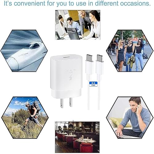Miniatura 7 de Samsung - Cargador de pared USB C de carga súper rápida de 25 W para Samsung Galaxy S24S23S22 UltraNote 20S20S21A14A23A13A54A34A53Z Flip4Z Fold4,