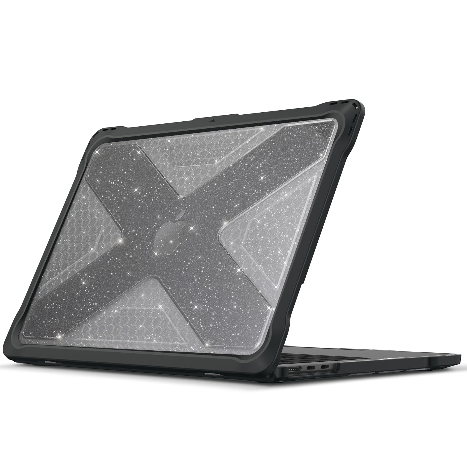 FINTIE Custodia Compatibile con MacBook Air 13.6 Pollici M5/M4/M3/M2 (2026/2025/2024/2022, A3449/A3240/A3113/A2681), Antiurto Robusto Case con Bordo in TPU, Glittering Nero