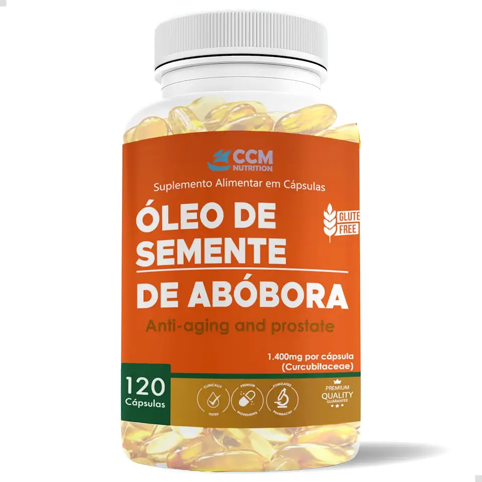 Óleo de Semente de Abóbora 120 Cápsulas Óleo do Homen Prostata Ácidos Graxos ômega-3 e Antioxidantes Premium CCM Nutrition